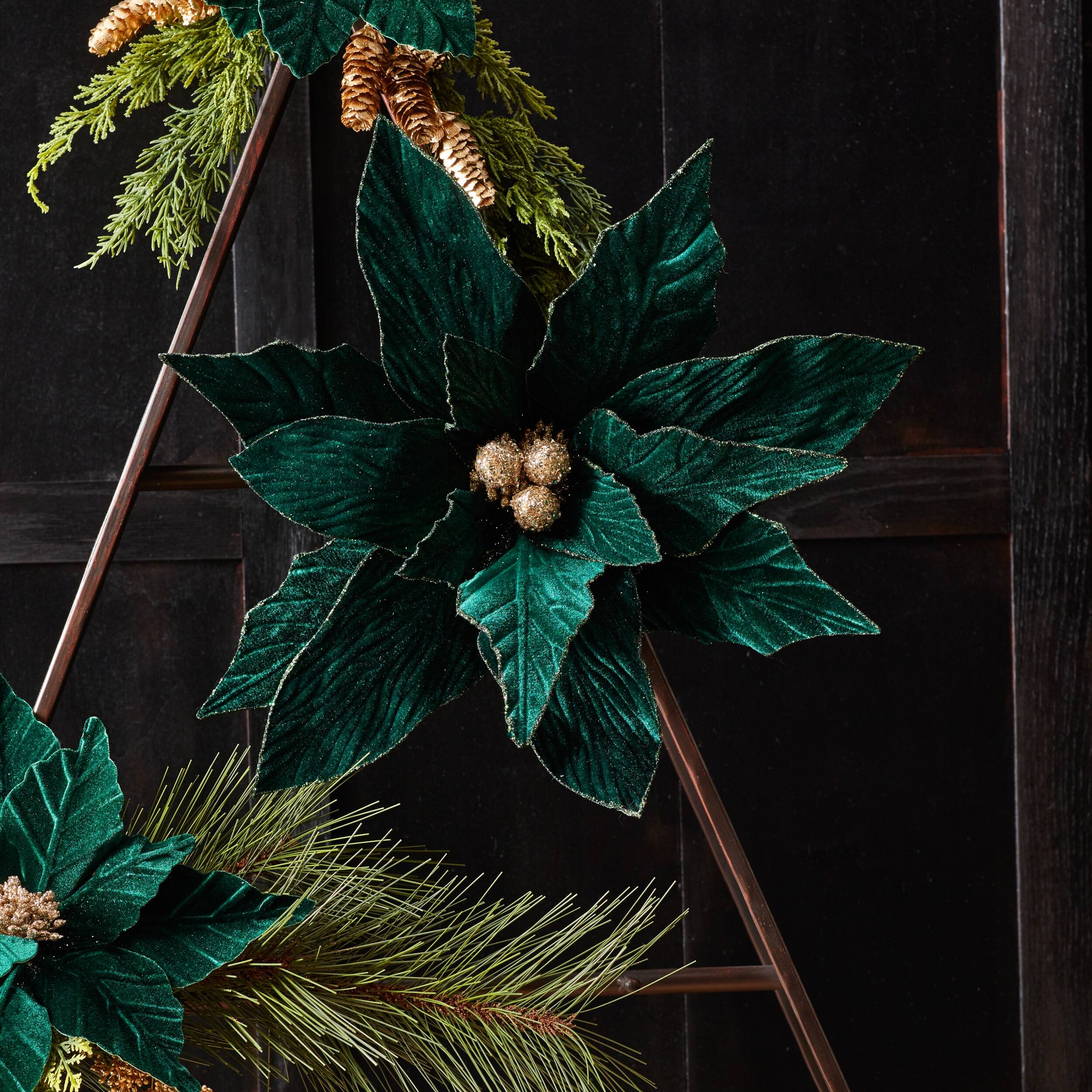 Forest Green Poinsettia Stems, 2ct.