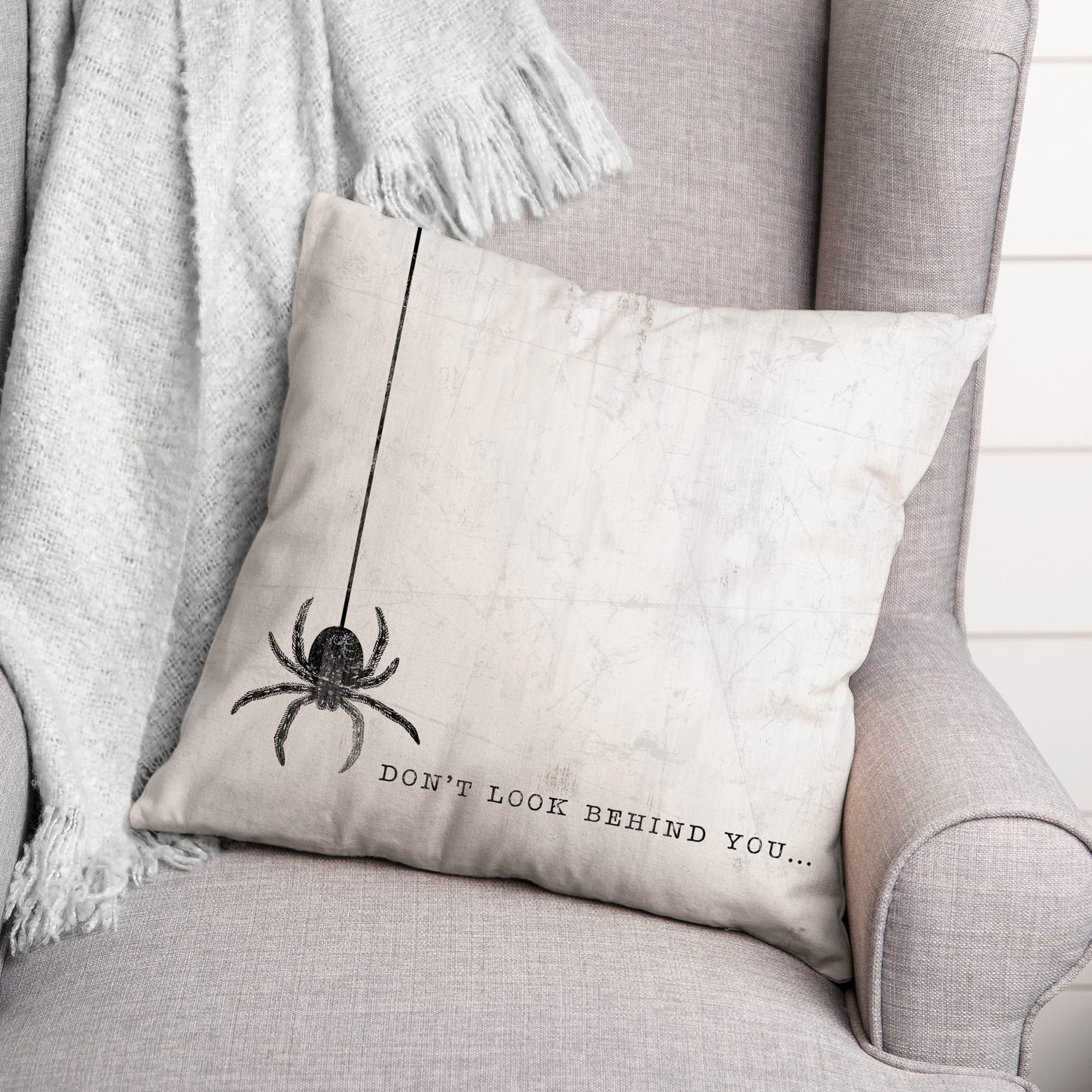 Don't Look Behind You Spider Throw Pillow