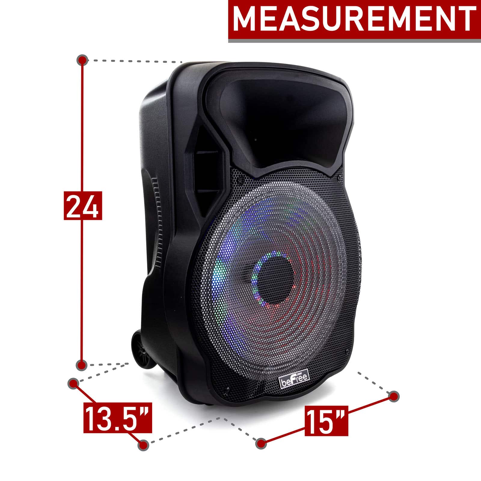 beFree Sound 15" Bluetooth Rechargeable Party Speaker With Illuminating Lights