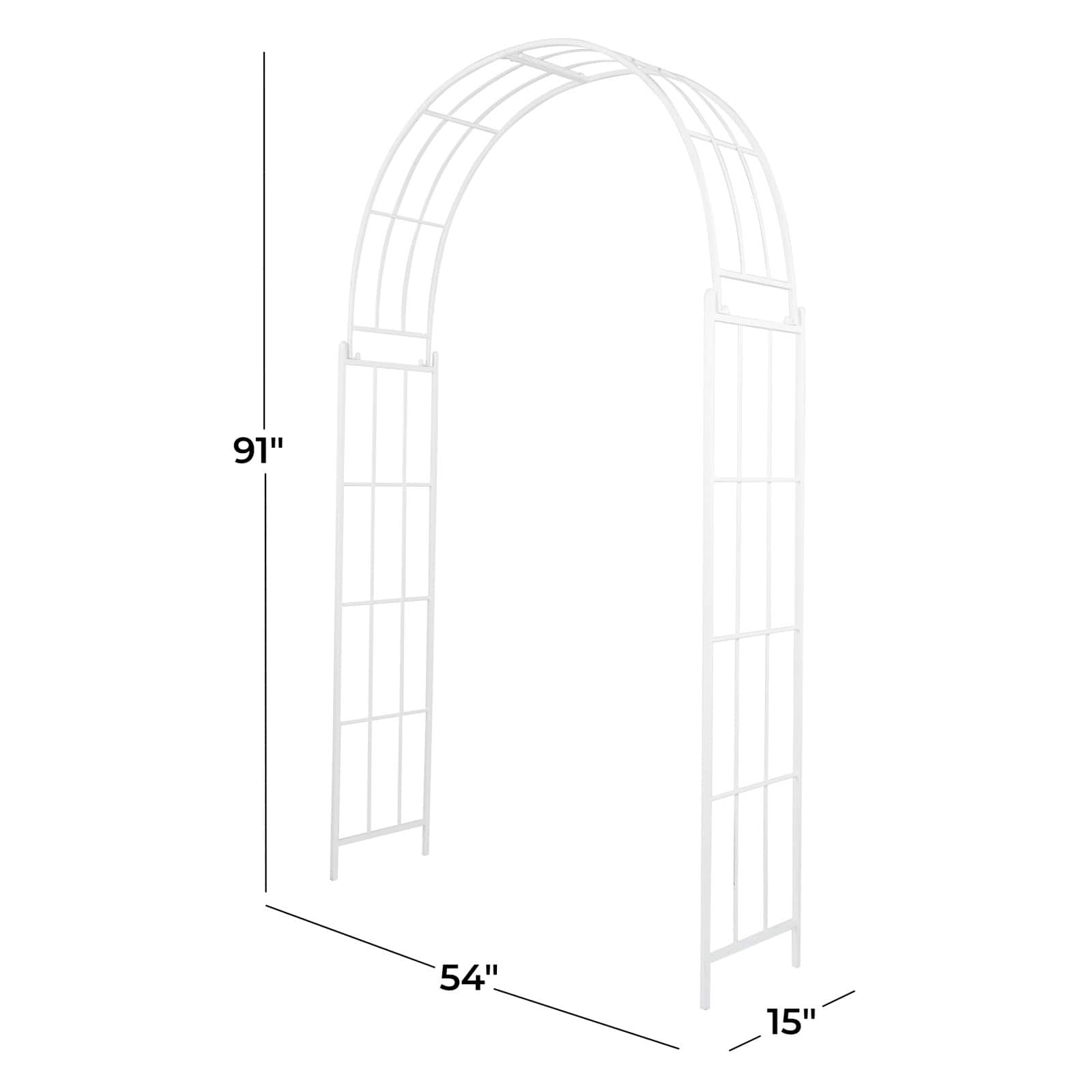 White Iron Contemporary Garden Arbor, 91&#x22; x 54&#x22; x 15&#x22;