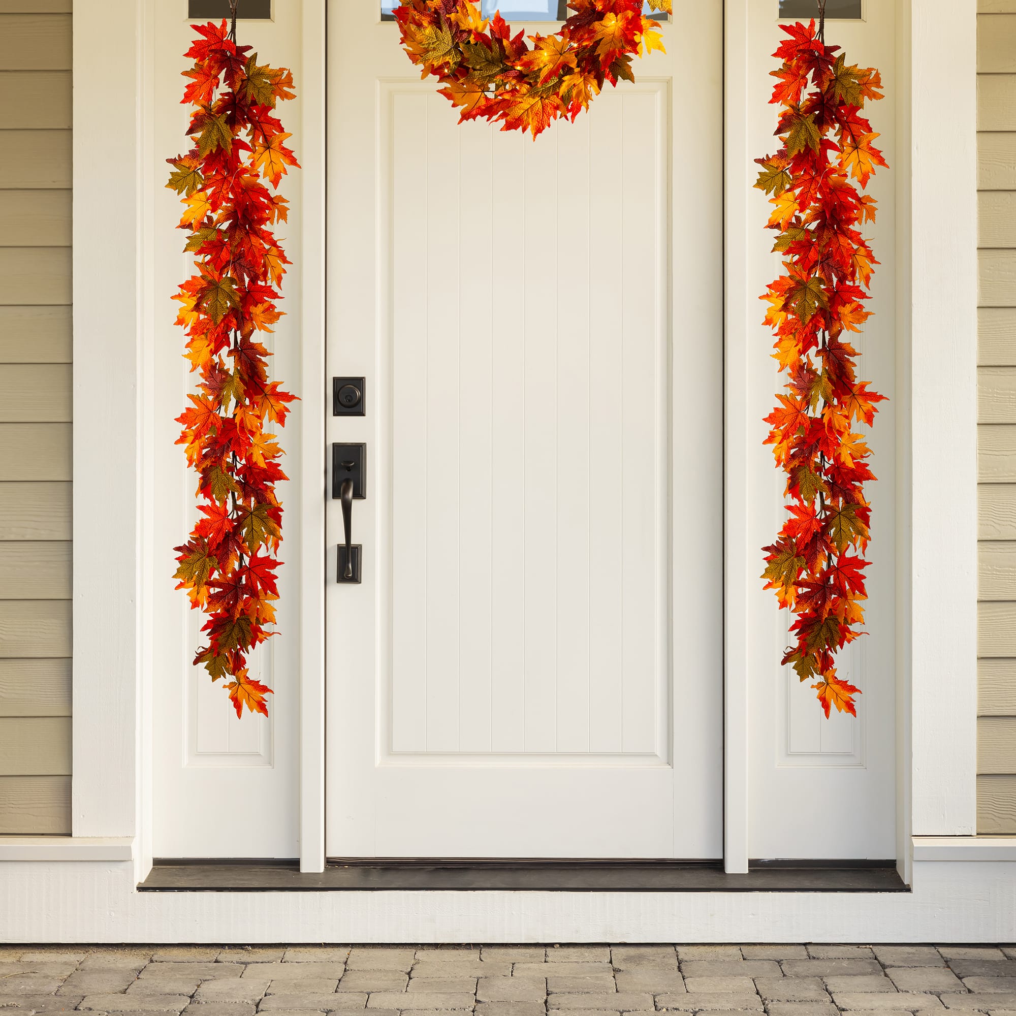 Glitzhome&#xAE; 6ft. Fall Lighted Maple Leaves Garland