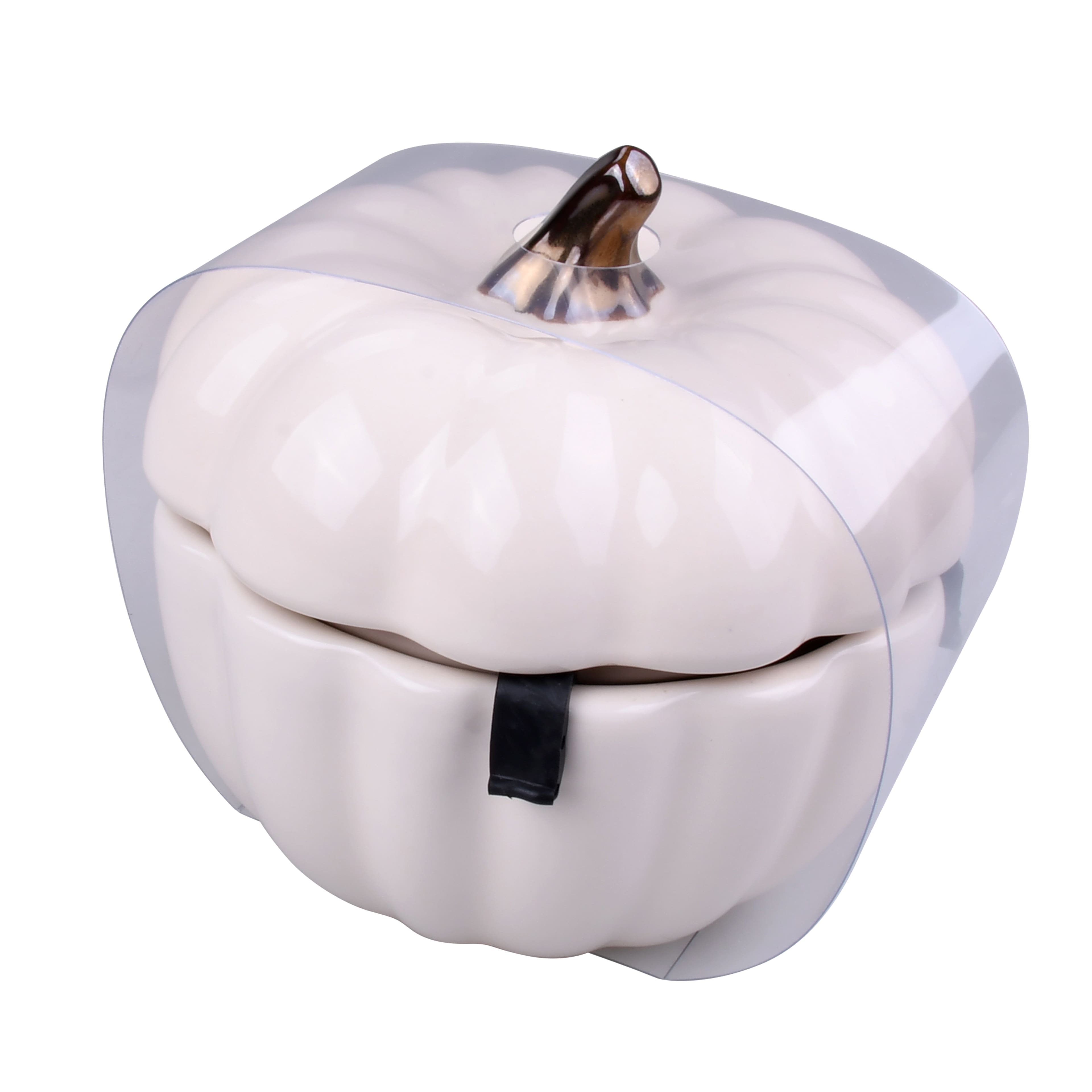 4.75&#x22; Cream Ceramic Pumpkin Cocotte by Makery&#x2122;