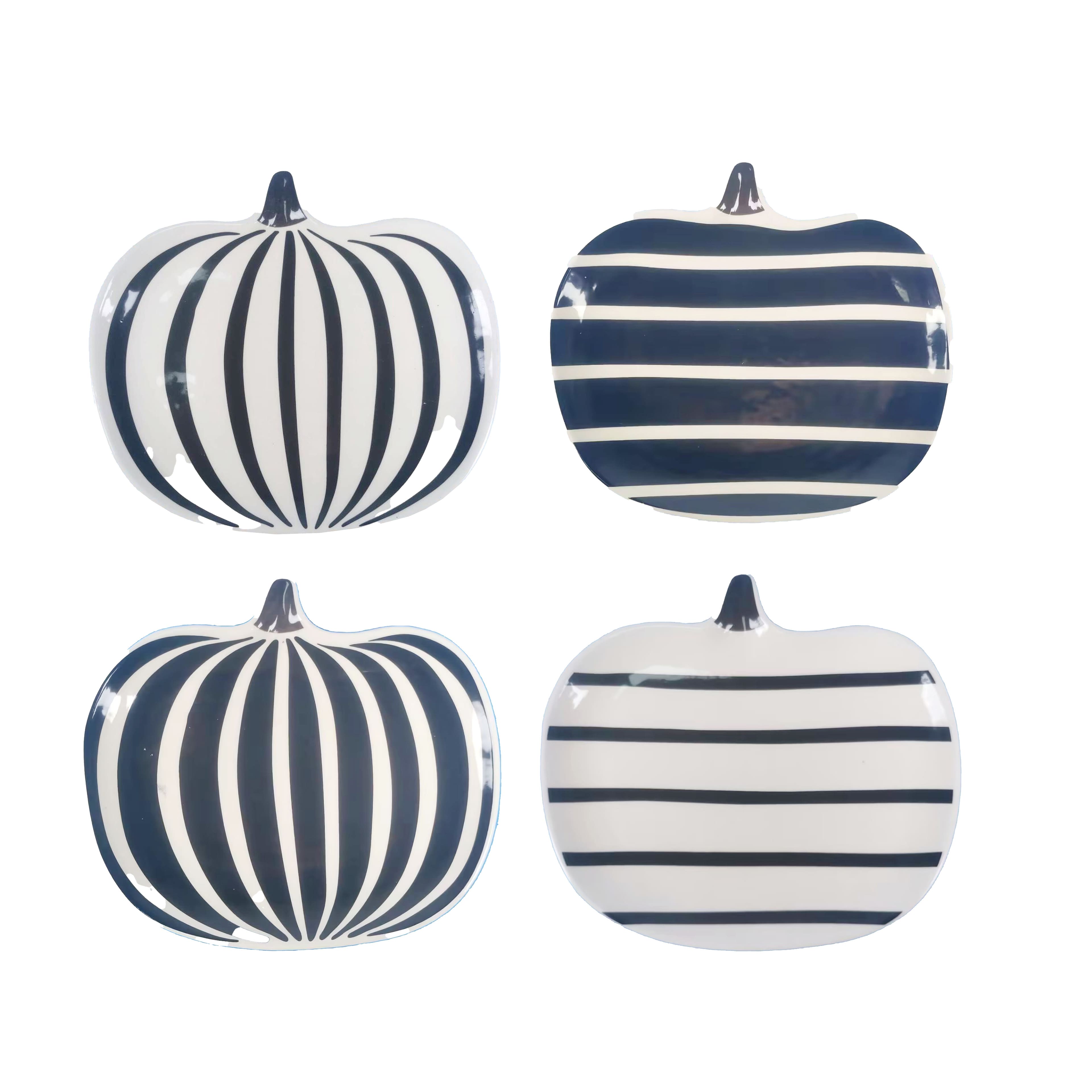 Assorted 8" Black & White Ceramic Pumpkin Plate by Ashland®, 1pc.