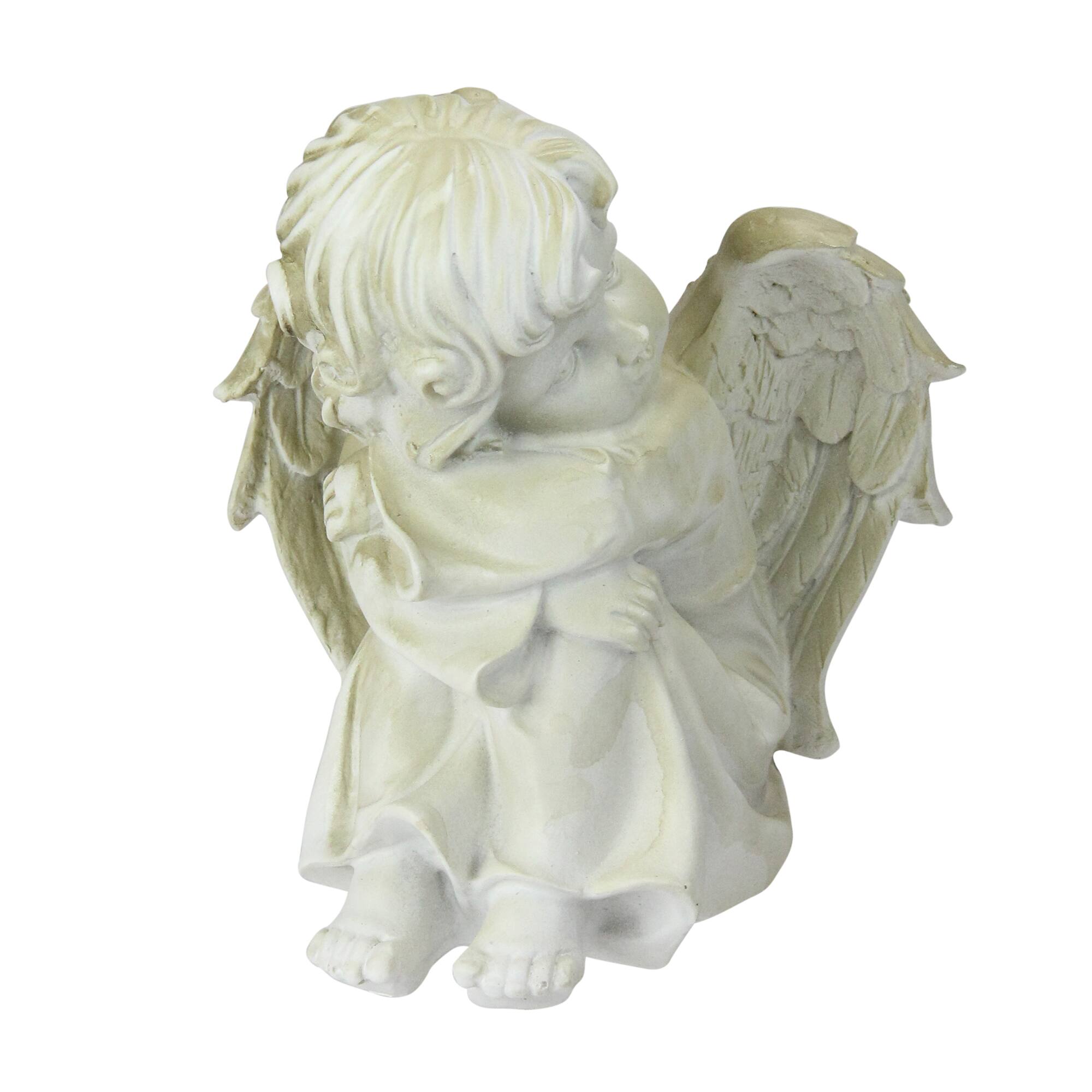5.75" Heavenly Gardens Ivory Resting Cherub Angel Outdoor Statue