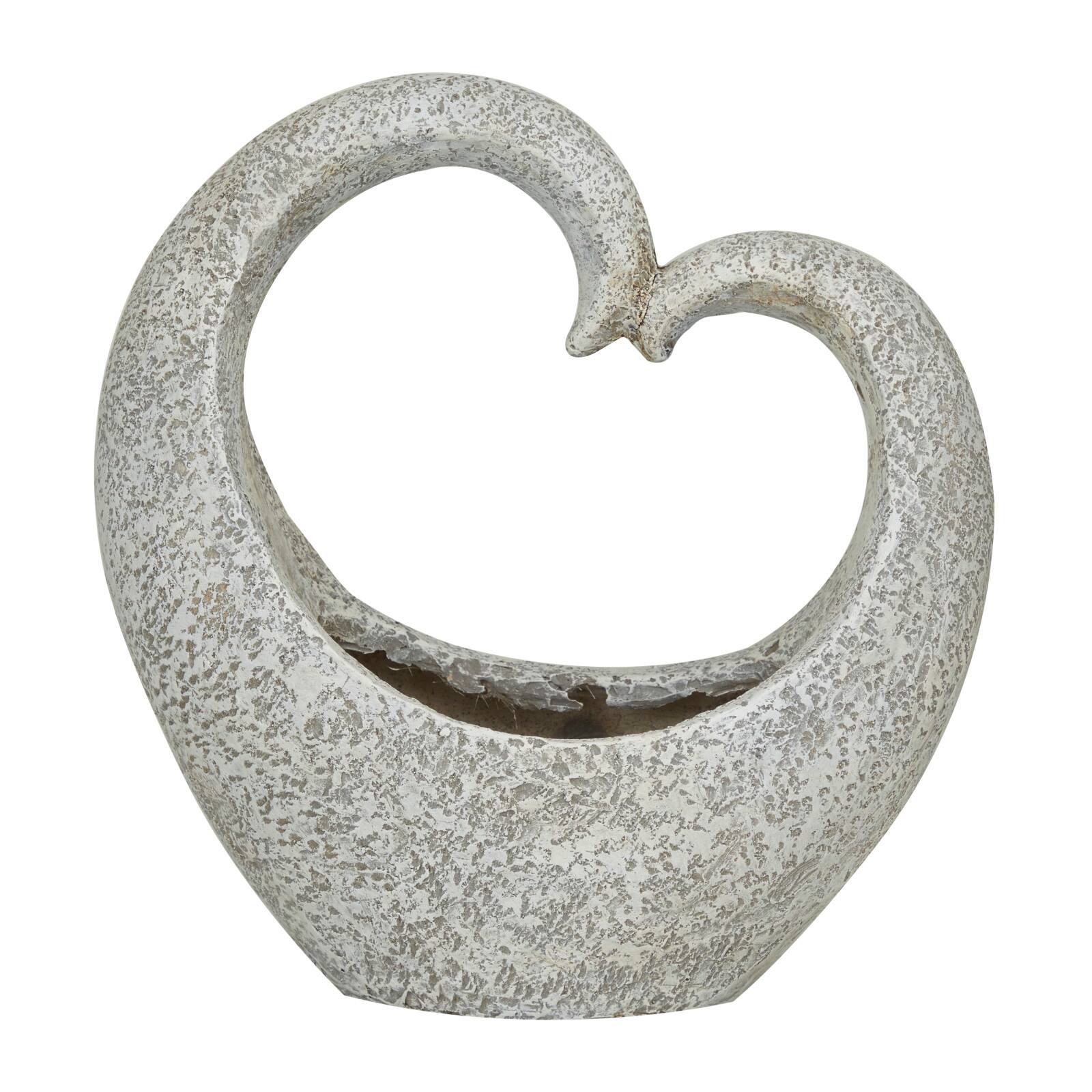16&#x22; Gray Fiberglass Planter with Stone Mosaic Design