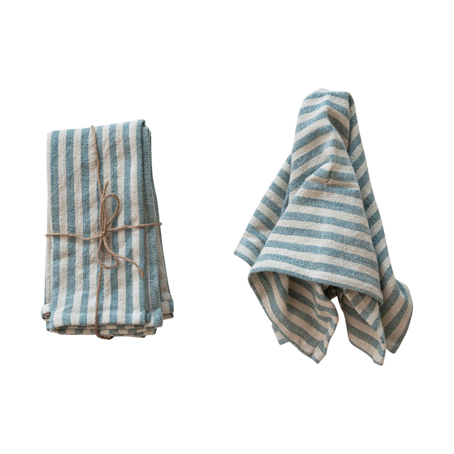 Blue &#x26; Natural Striped Cotton Napkins, 4ct.