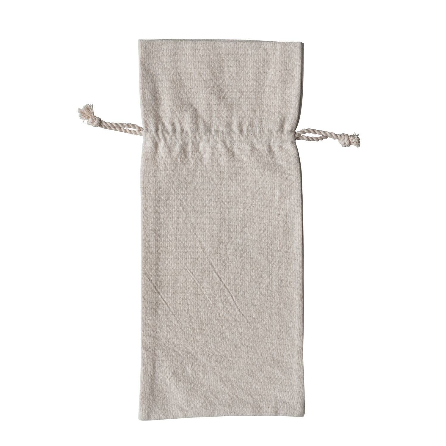 Hello Honey® 14" Natural & Black Quotations Cotton Wine Bag Set