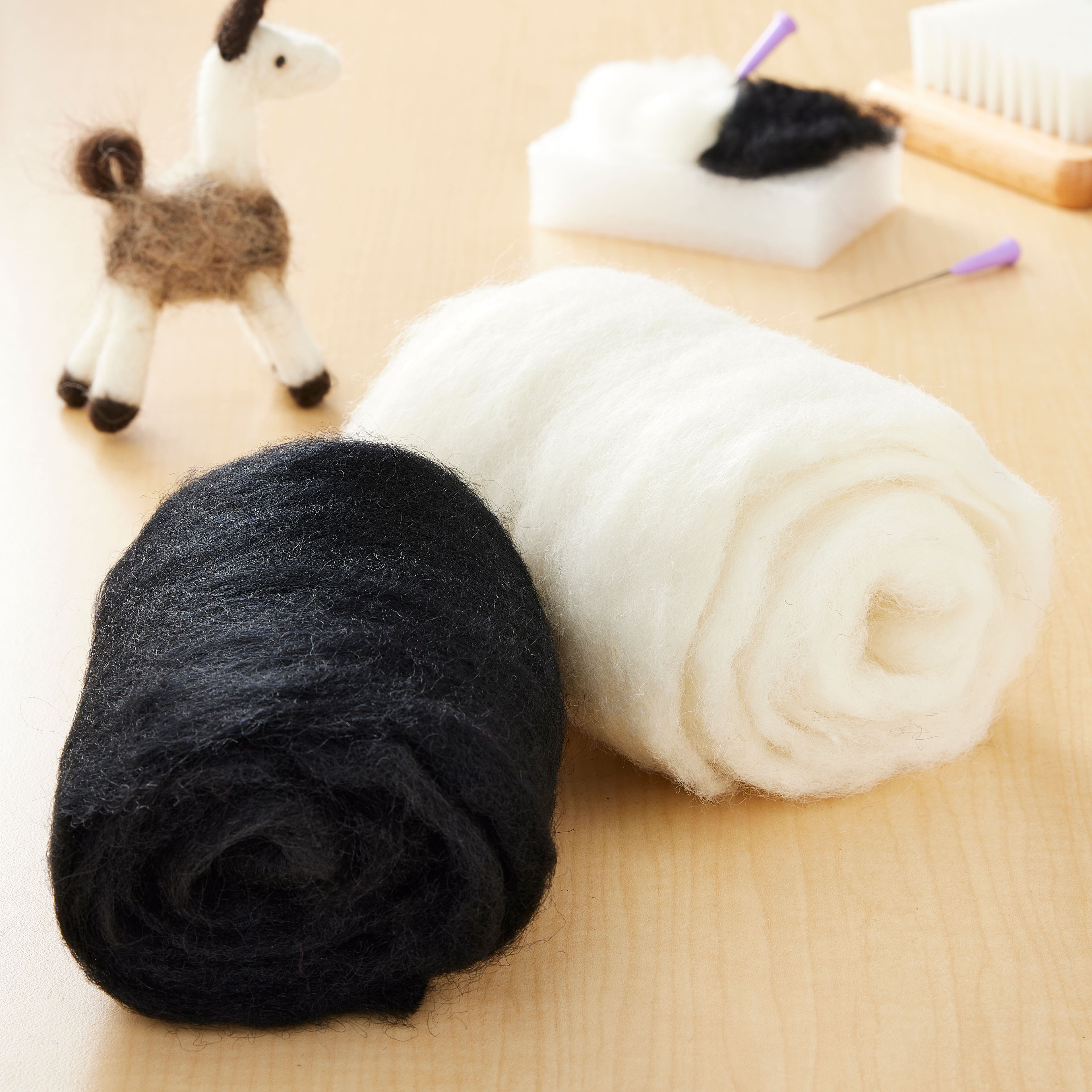 Dimensions® Needle Felting, Bulk White & Black Wool Roving