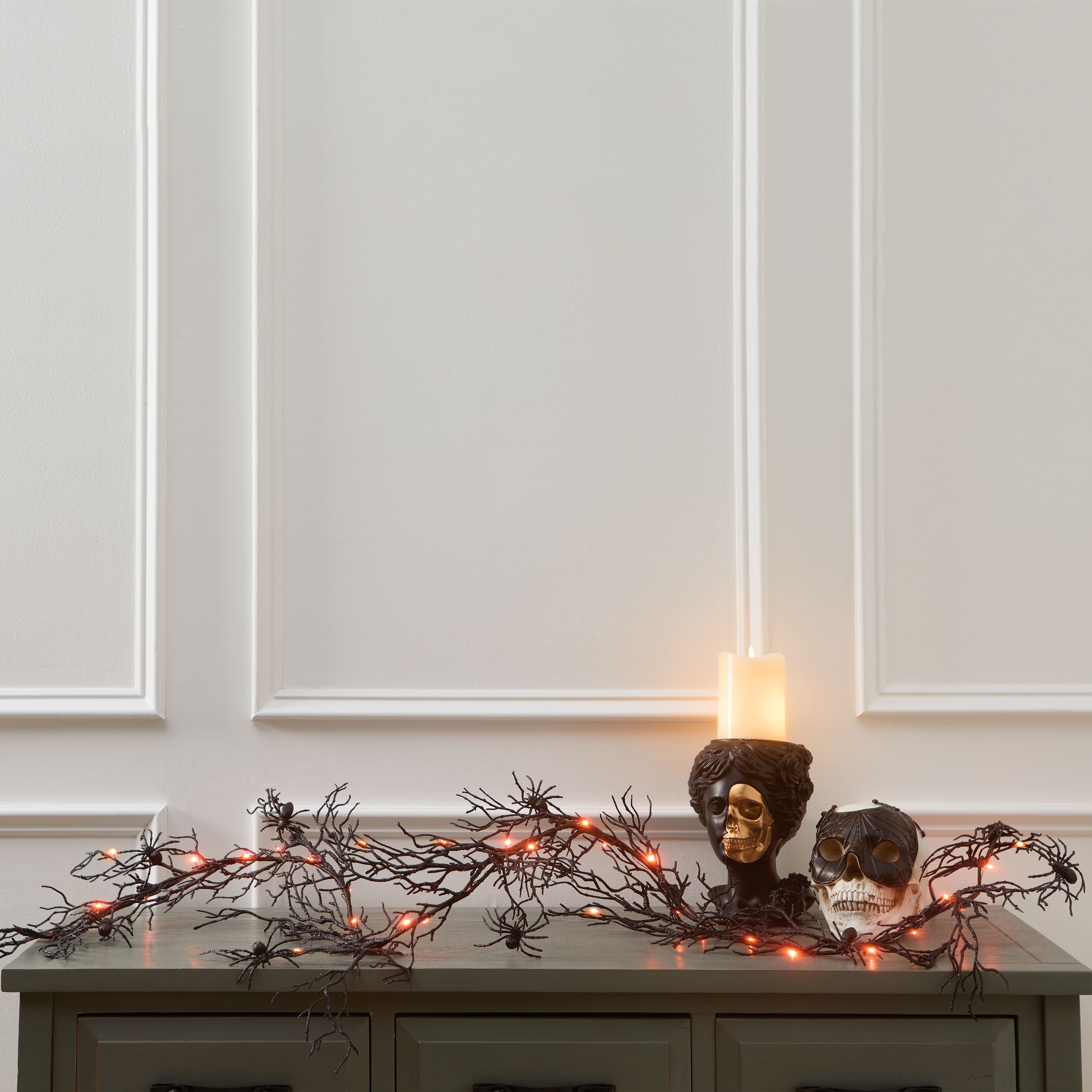 6ft. Orange LED Lighted Branch String Lights with Spiders by Ashland&#xAE;