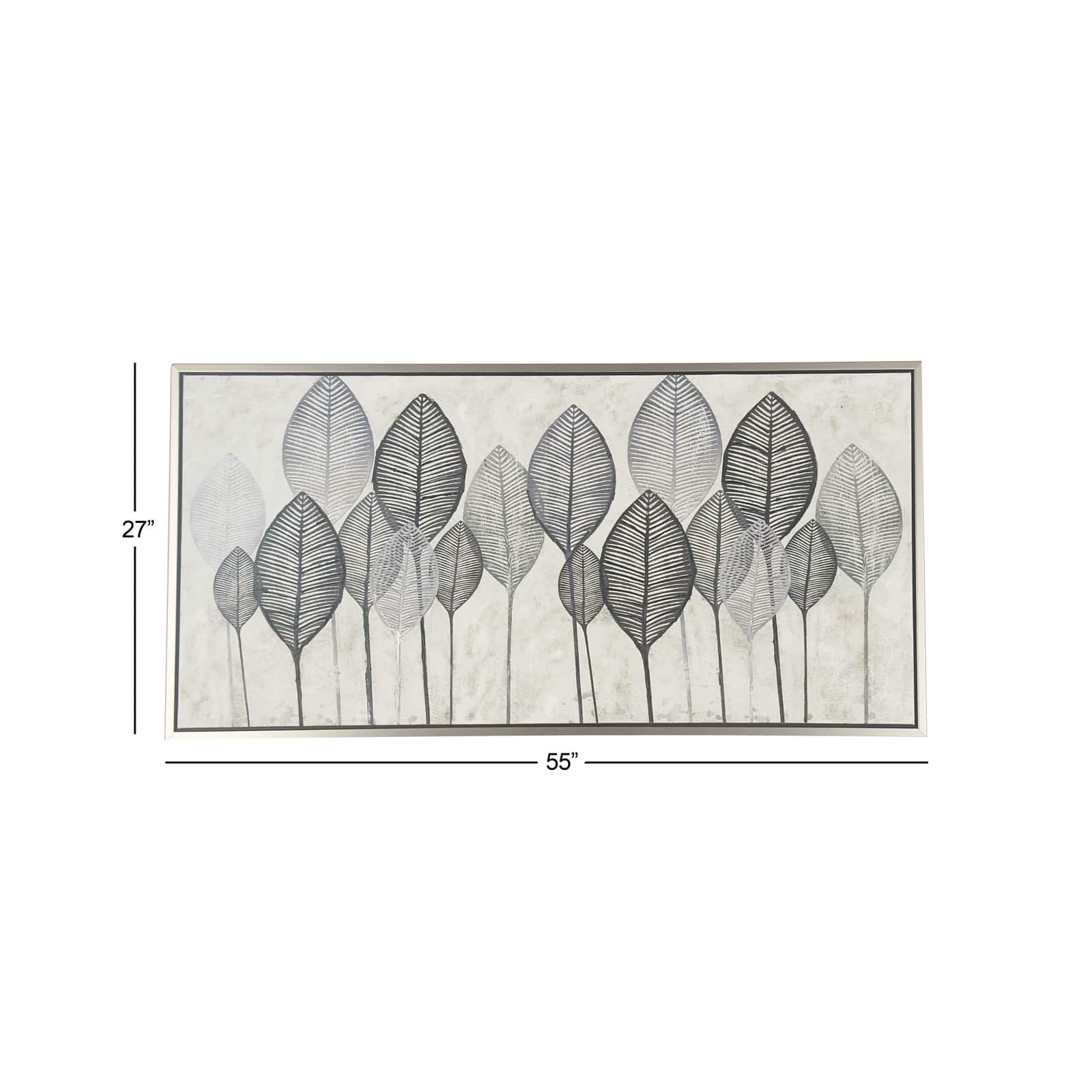 White & Gray Contemporary Leaf Framed Wall Art
