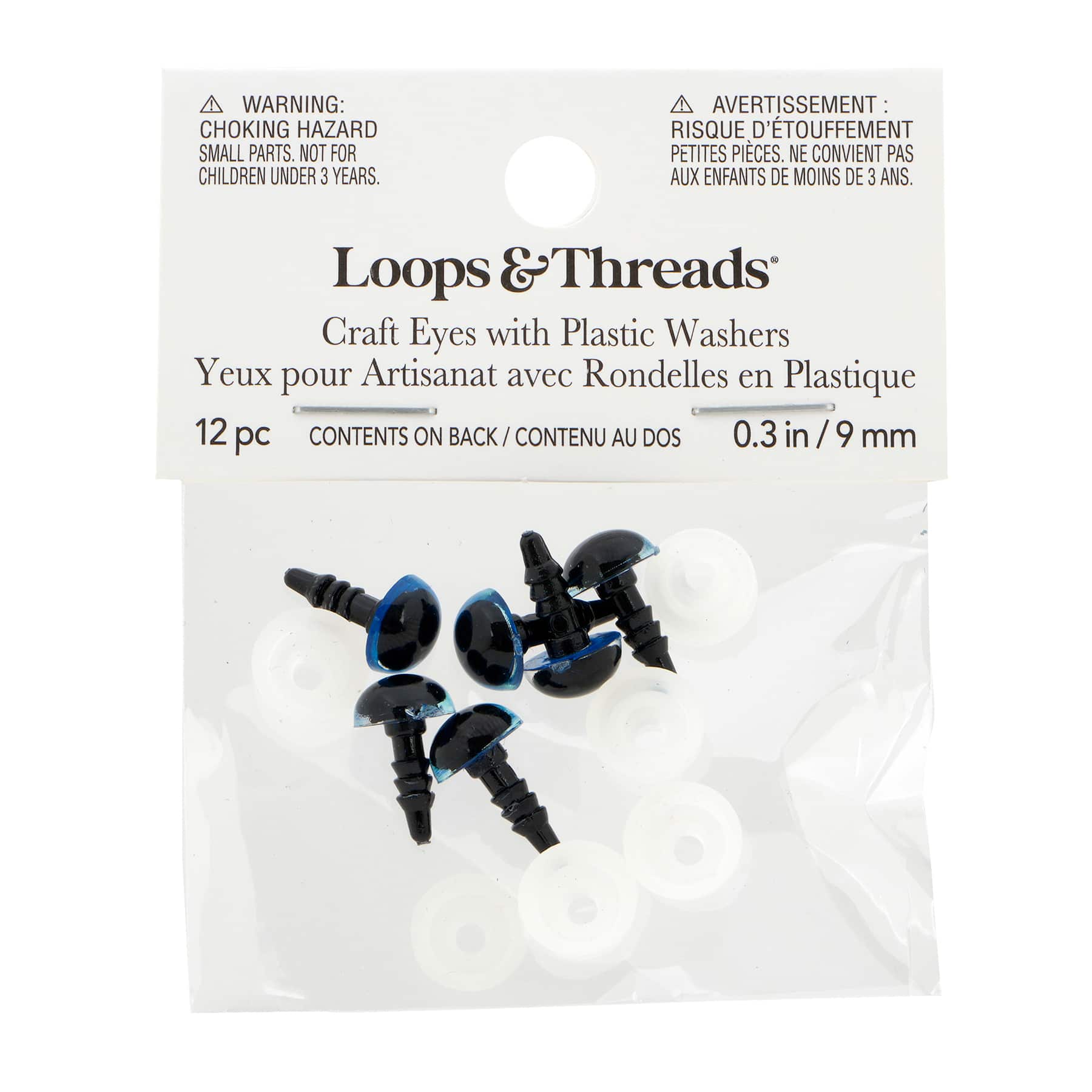 12 Packs: 6 ct. (72 total) 9mm Blue Craft Eyes by Loops & Threads®