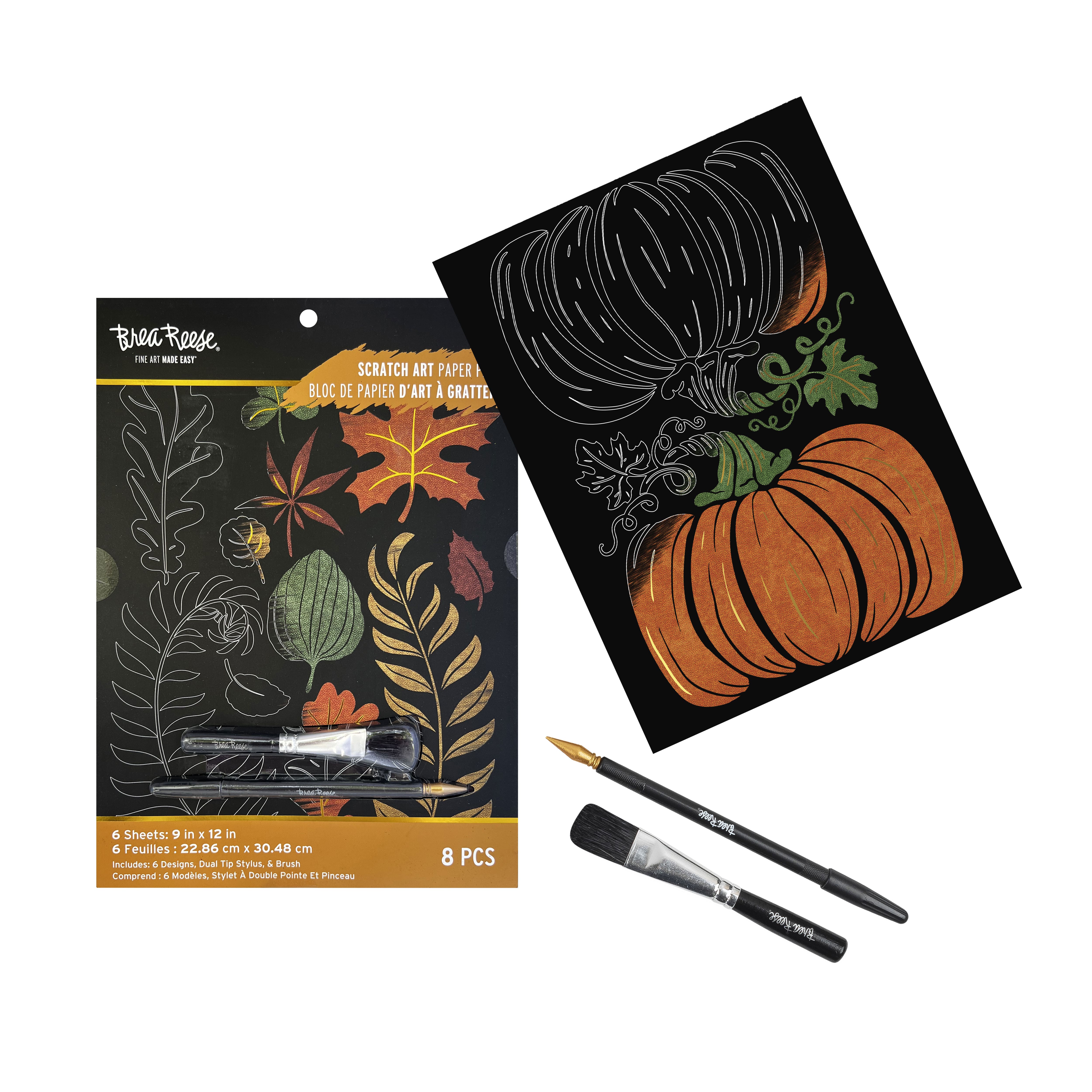 Brea Reese&#x2122; 9&#x22; x 12&#x22; Autumn Prints Scratch Art Paper Pad