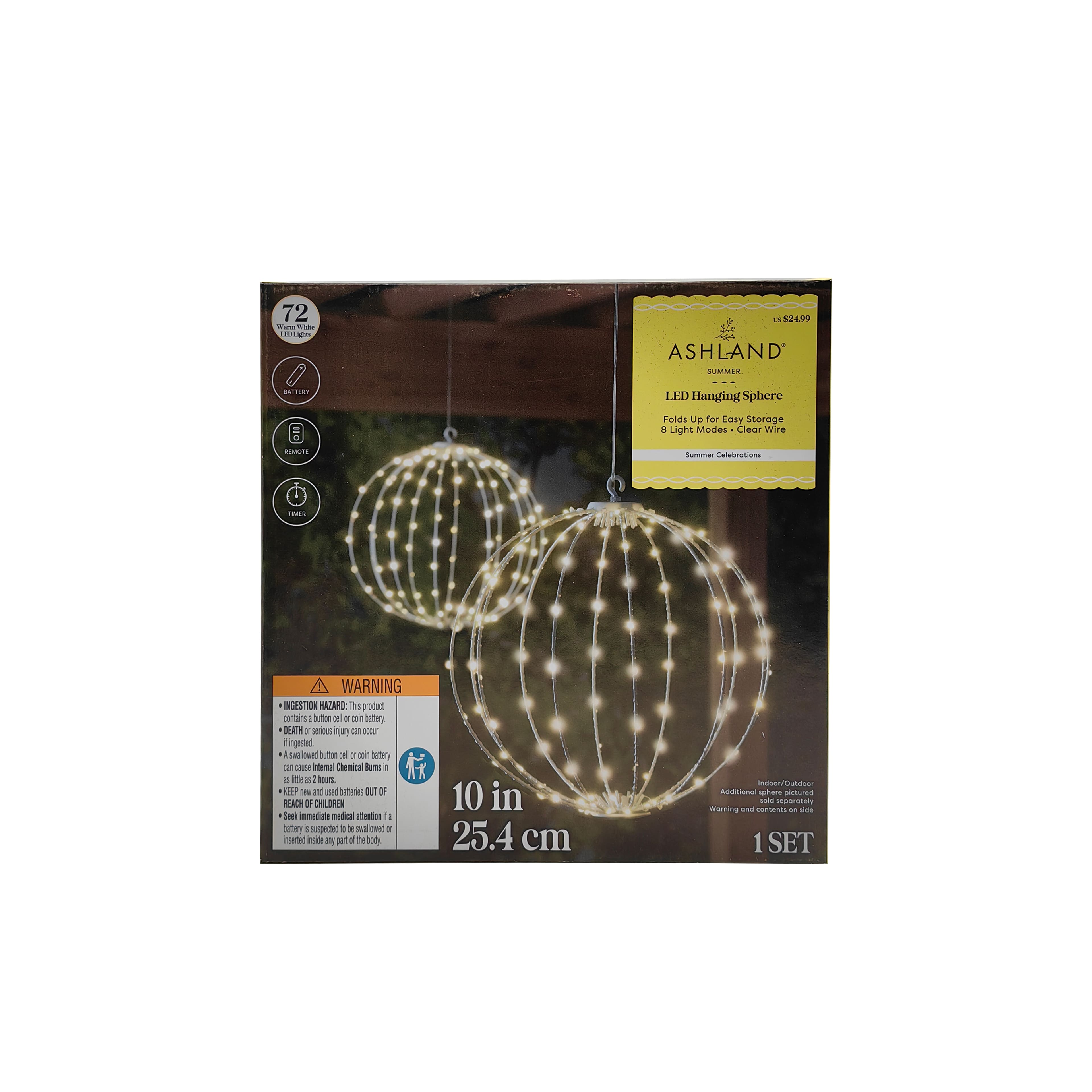 10&#x22; Warm White LED Hanging Sphere by Ashland&#xAE;
