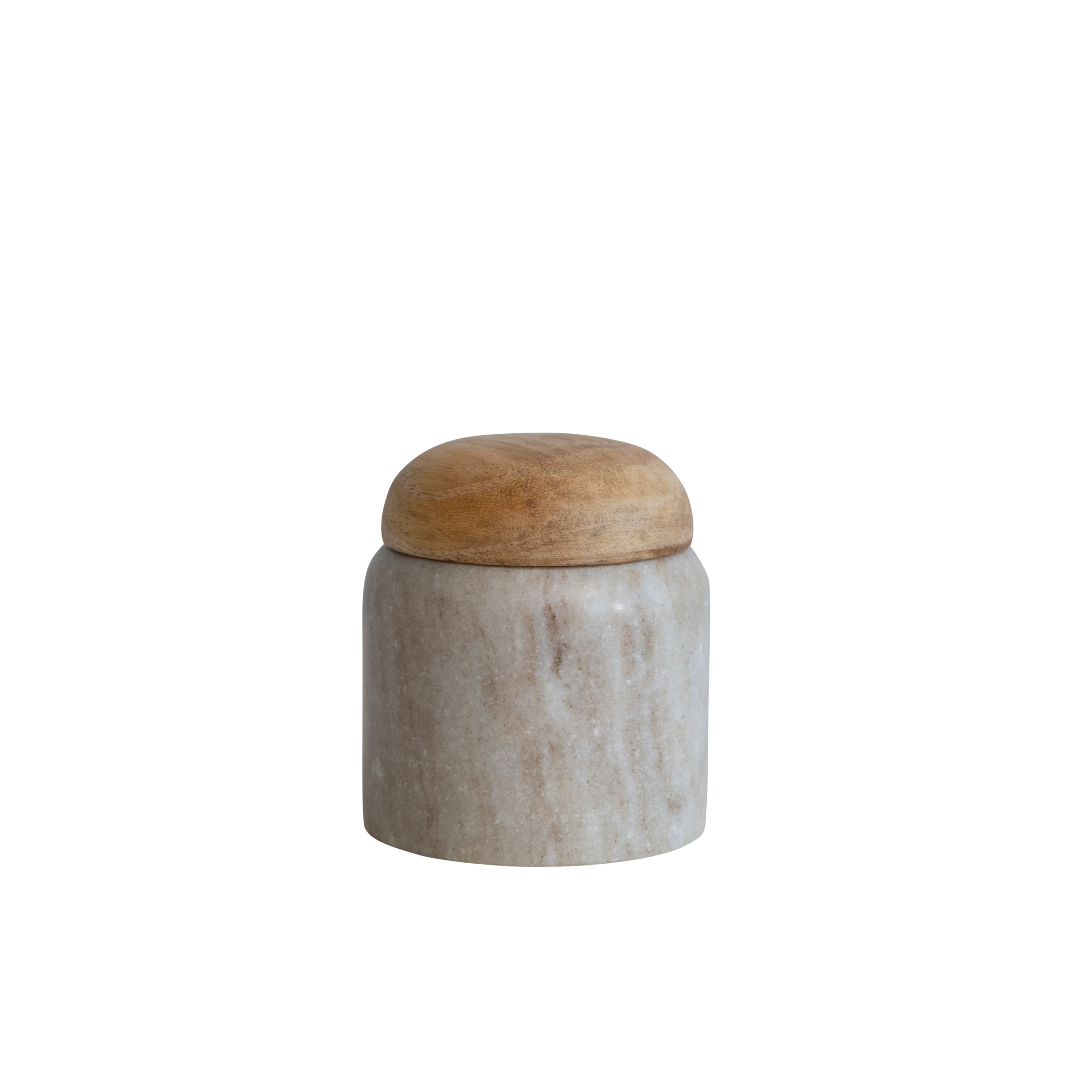 Modern Marble Canister with Wood Lid