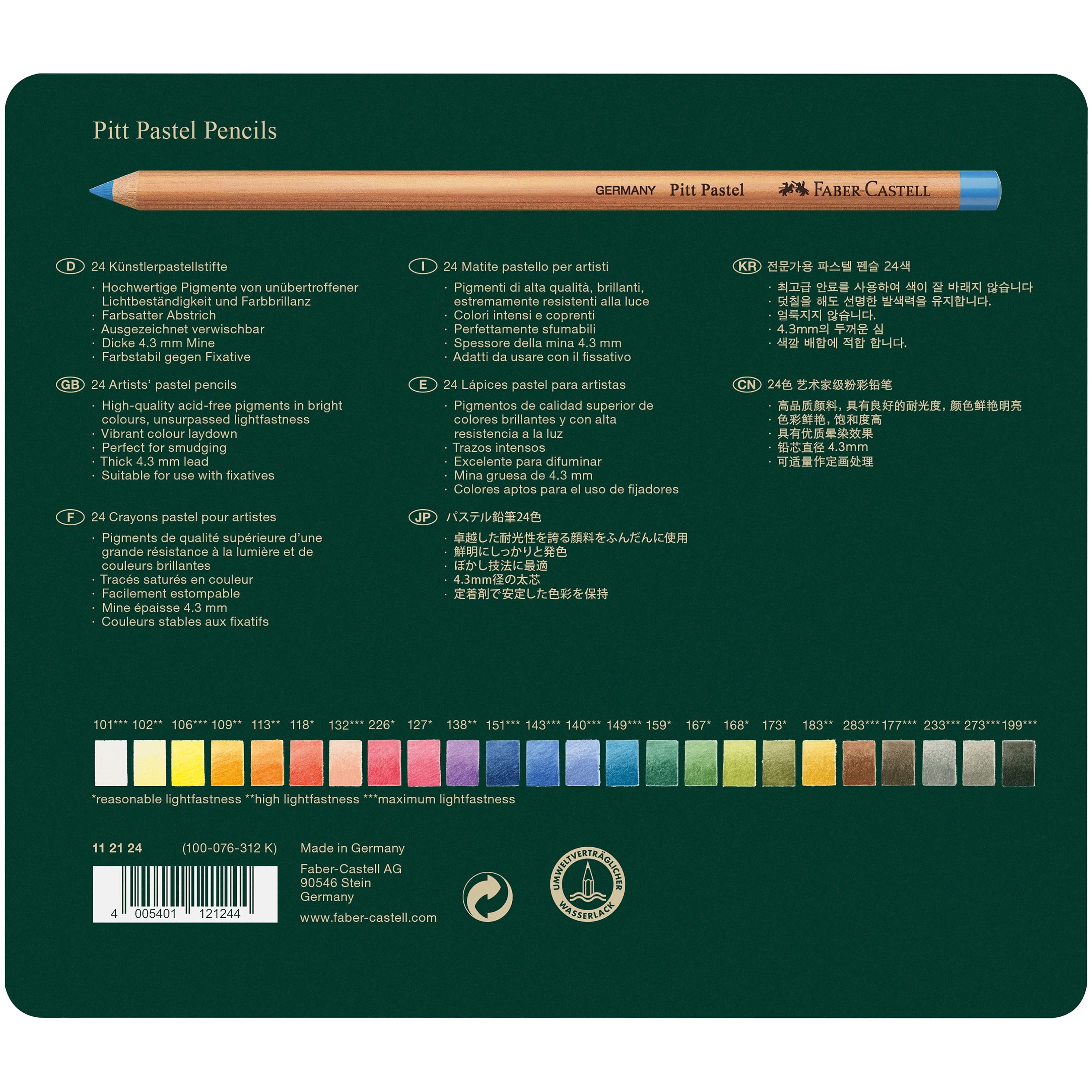 Faber-Castell Pitt 24 Color Pastel Pencil Set
