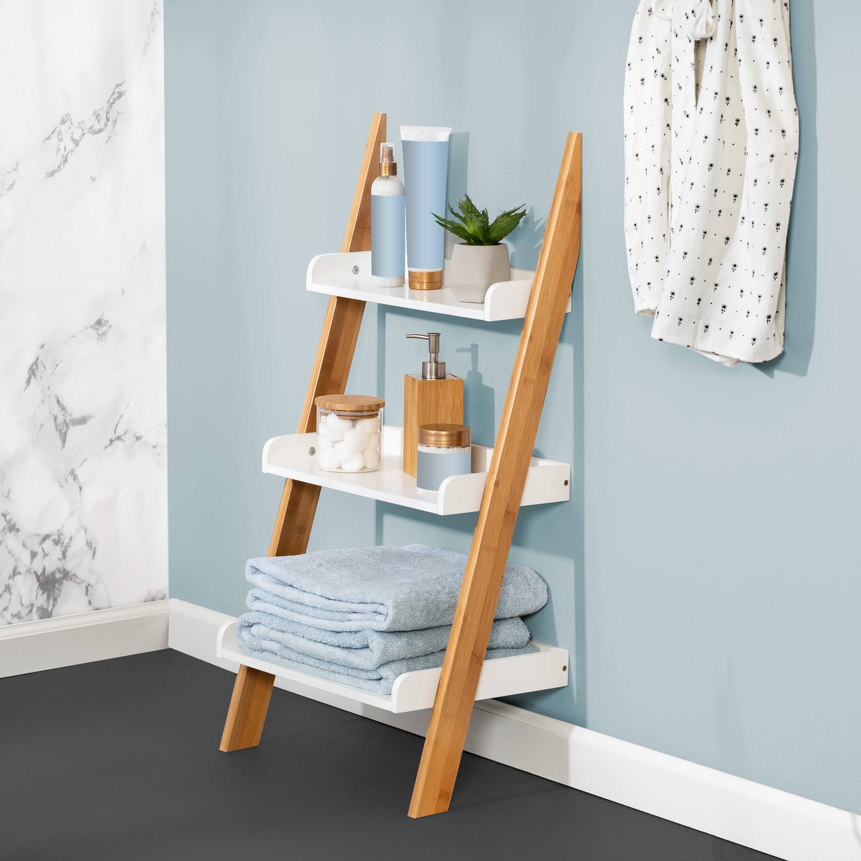 Honey Can Do White 3-Tier Leaning Ladder Shelf