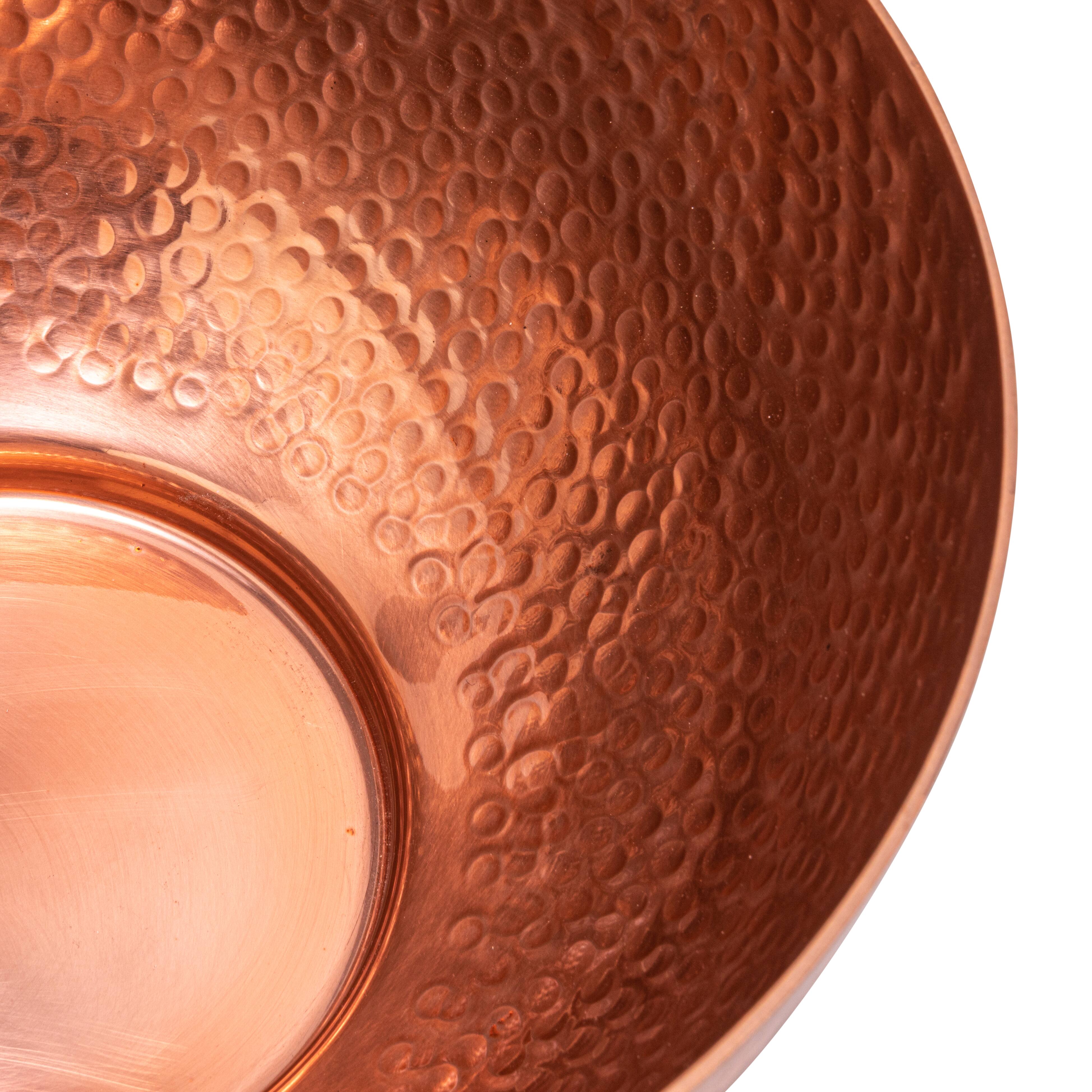 Copper Finish Round Hammered Metal Bowl Set