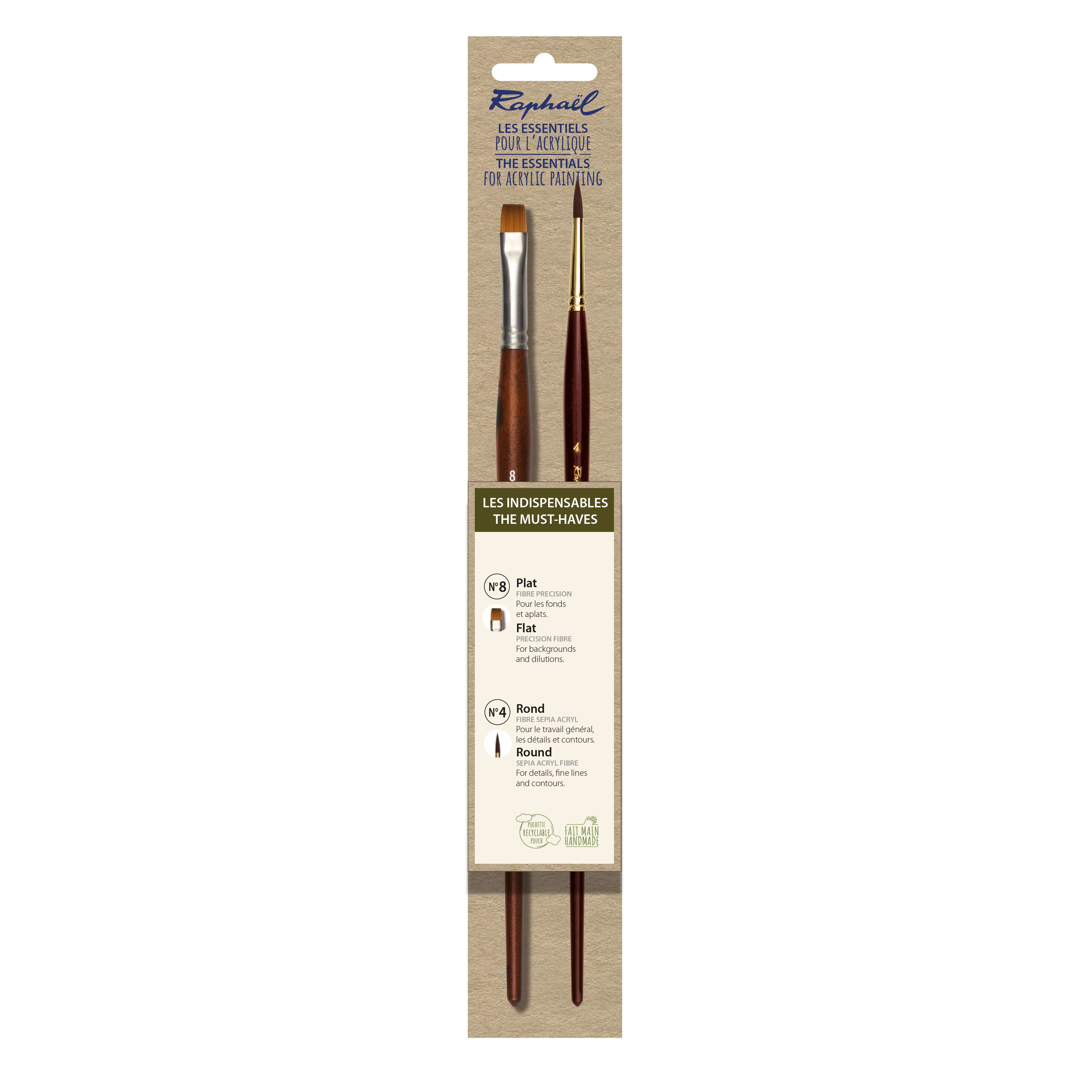 Raphael Essentials Acrylic & Watercolor The Must Haves 2-Piece Brush Set