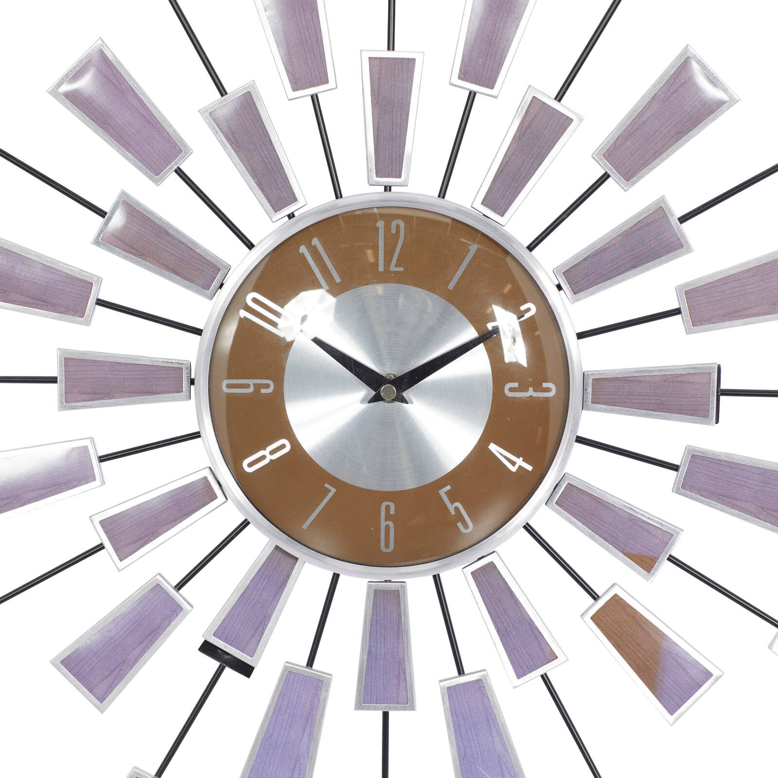 22&#x22; Brown Metal Modern Wall Clock