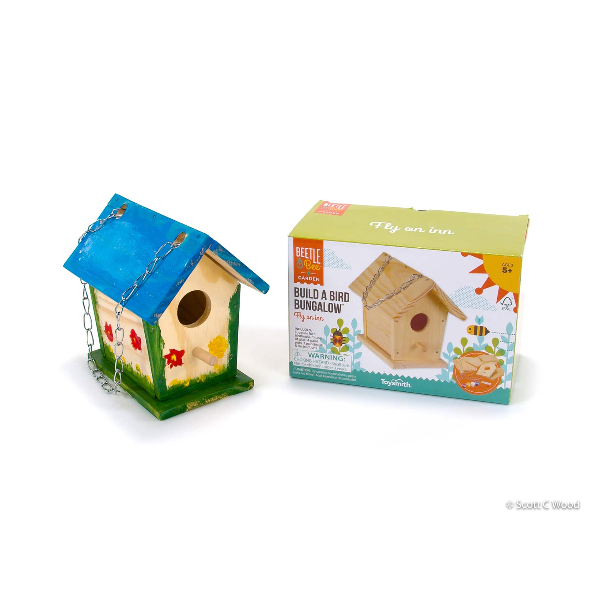 Toysmith Beetle &#x26; Bee Build a Bird Bungalow&#x2122; DIY Birdhouse Activity Kit