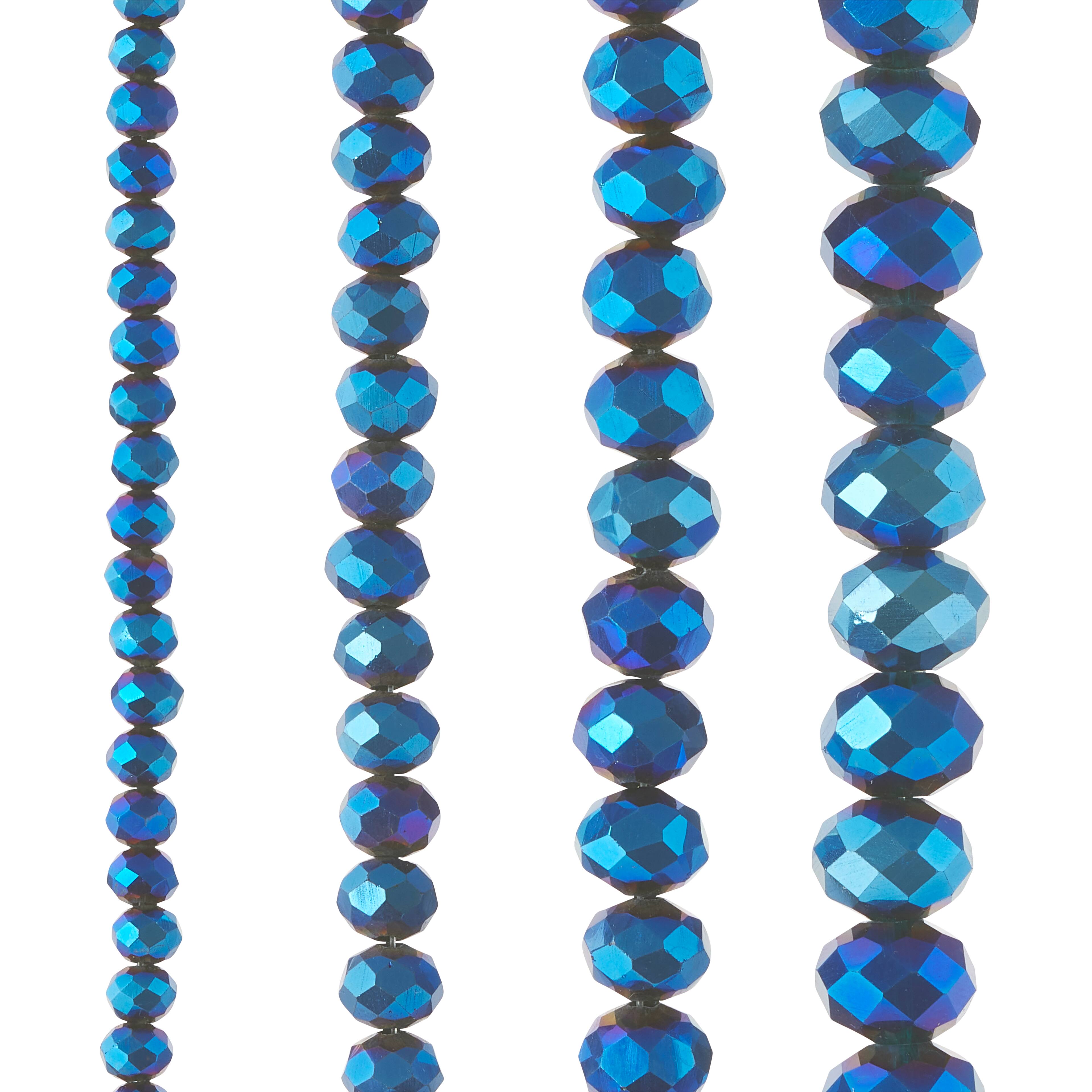 12 Packs: 4 ct. (48 total) Sapphire Aurora Borealis Faceted Glass Round Beads by Bead Landing™