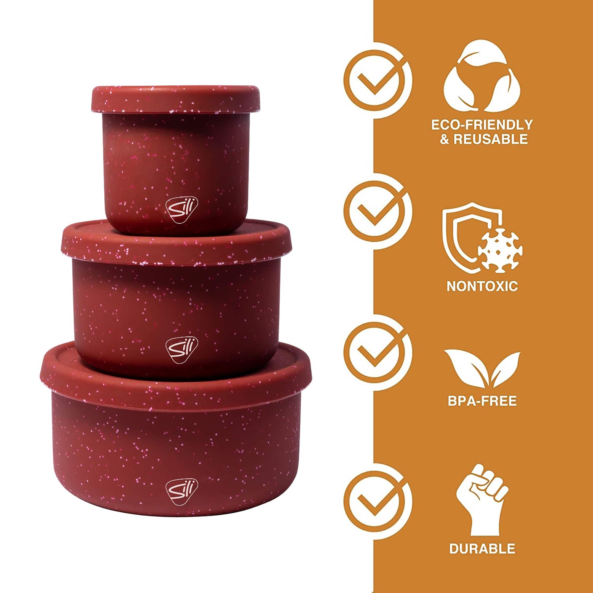 Silipint&#xAE; 3-Piece Silicone Lidded Bowl Set