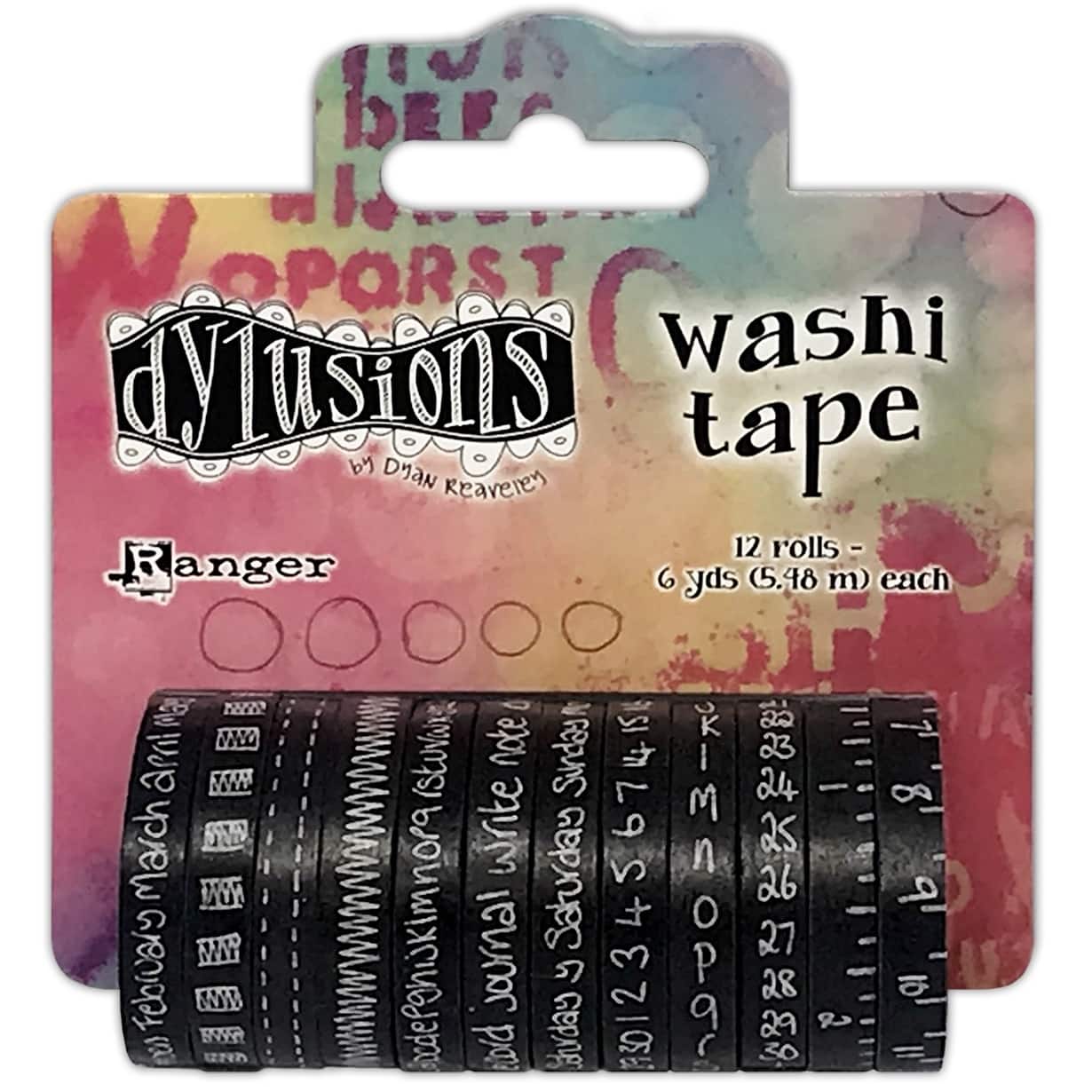 Dyan Reaveley's Dylusions Black Washi Tape Set, 12ct.
