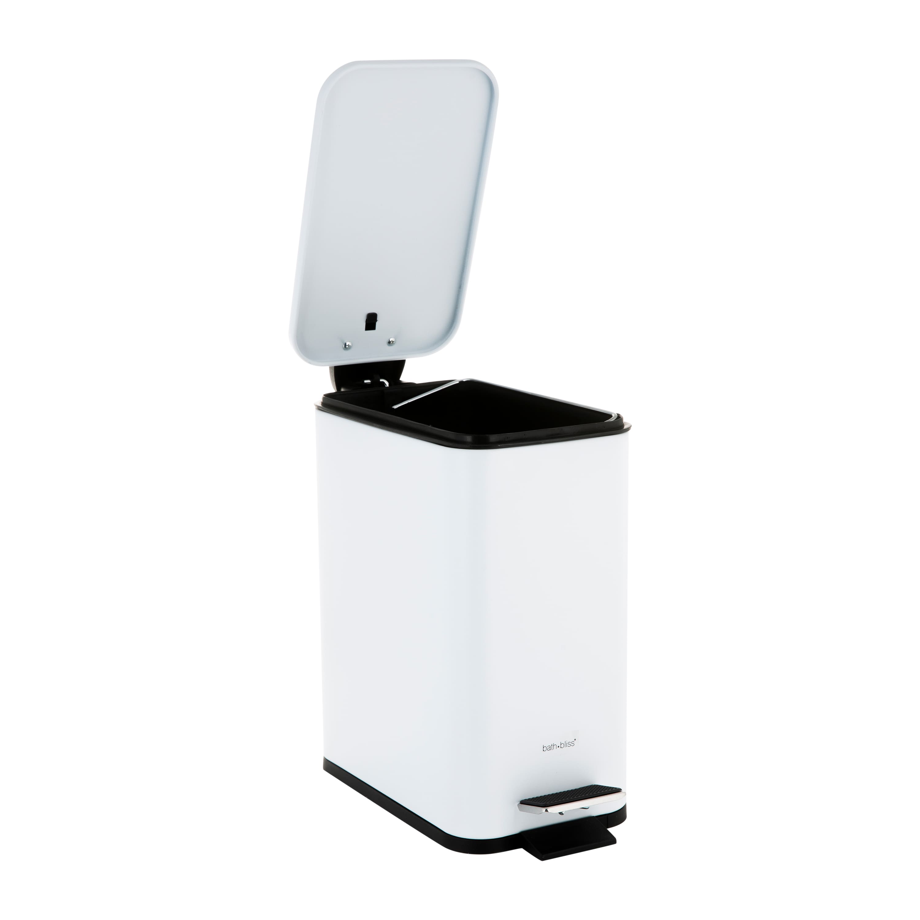 Simplify White 5L Slim Rectangular Pedal Trash Bin with Soft Close Lid
