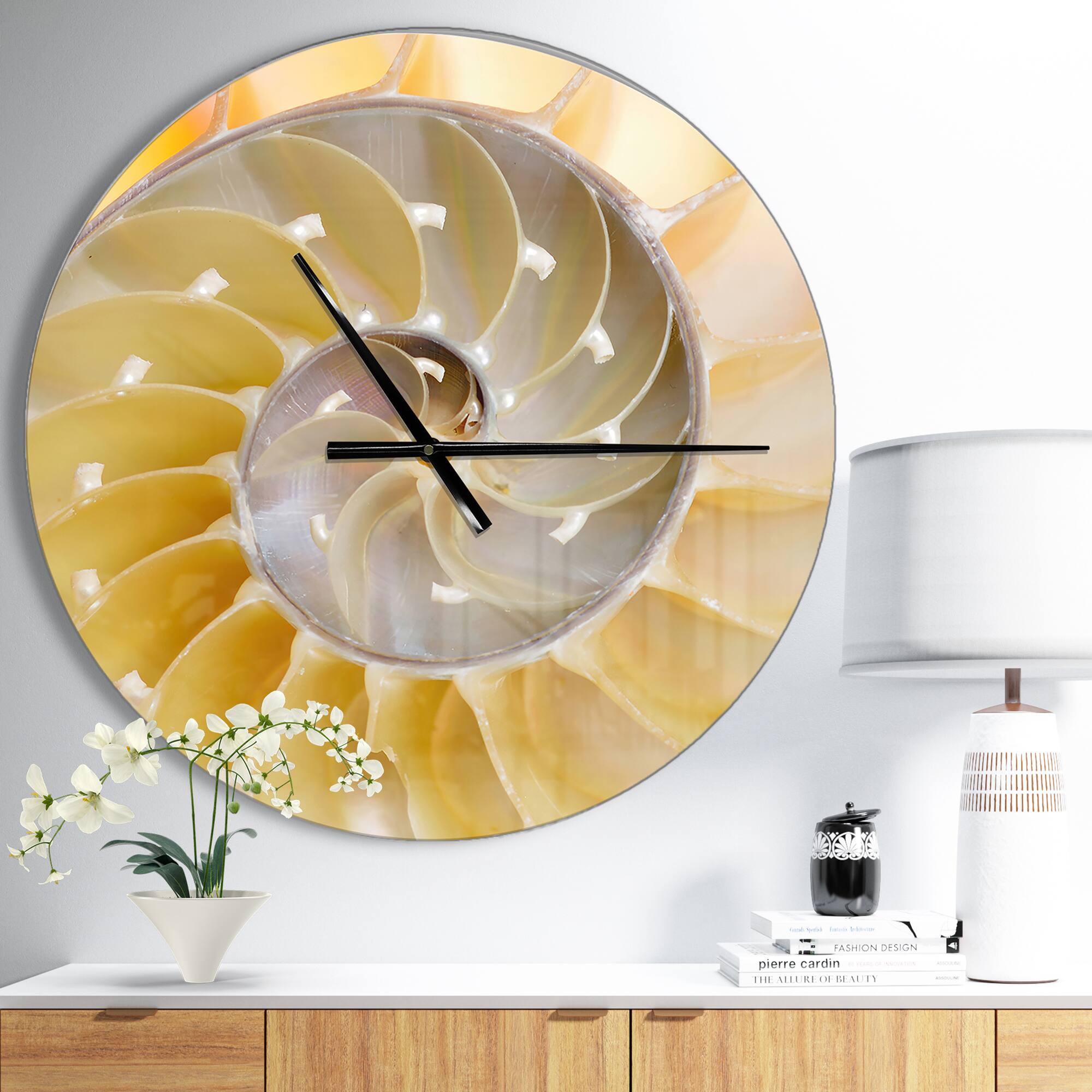 Designart Isolated Nautilus Shell Modern Wall Clock