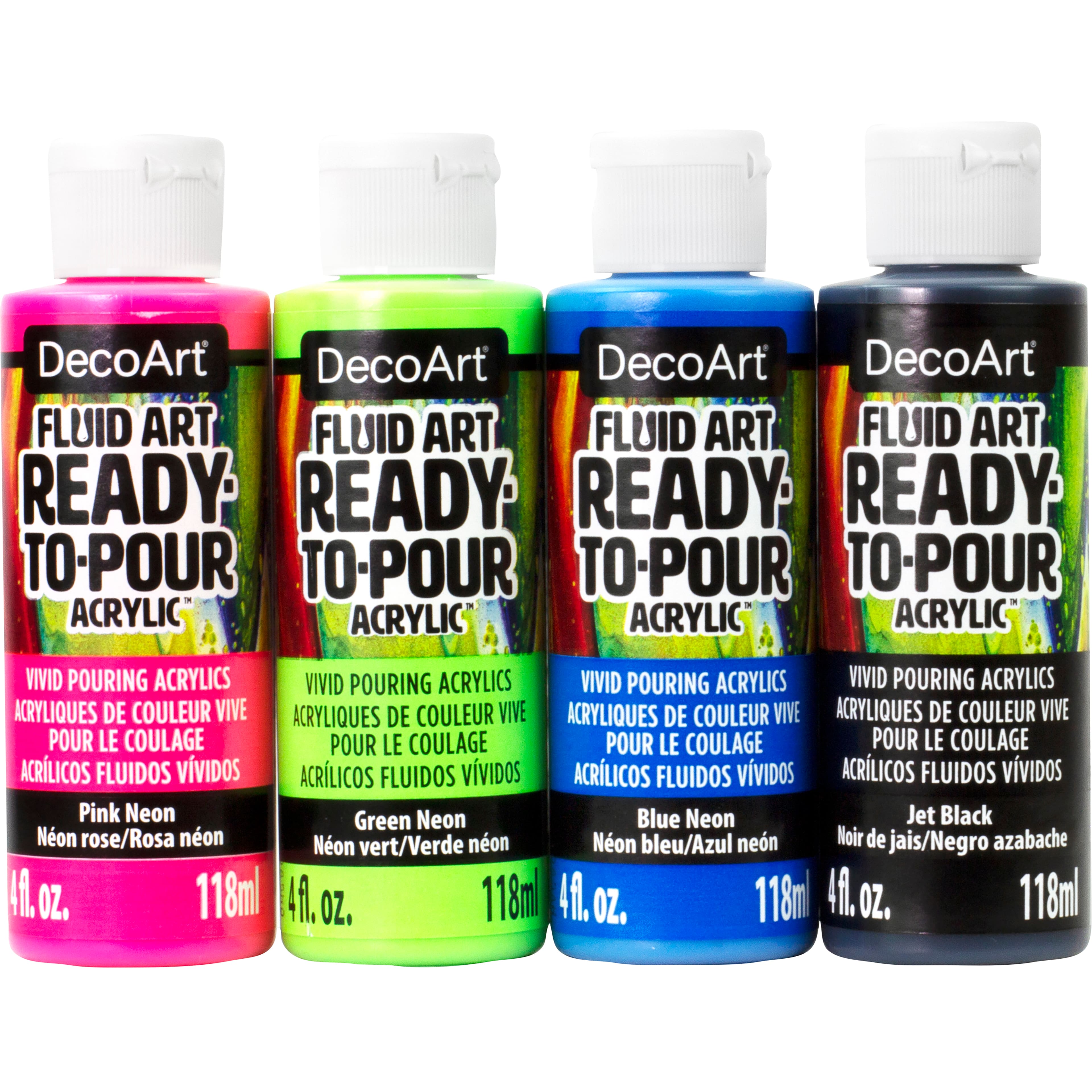 DecoArt&#xAE; Fluid Art Ready to Pour Acrylic&#x2122; Neon Blast Paint Pack