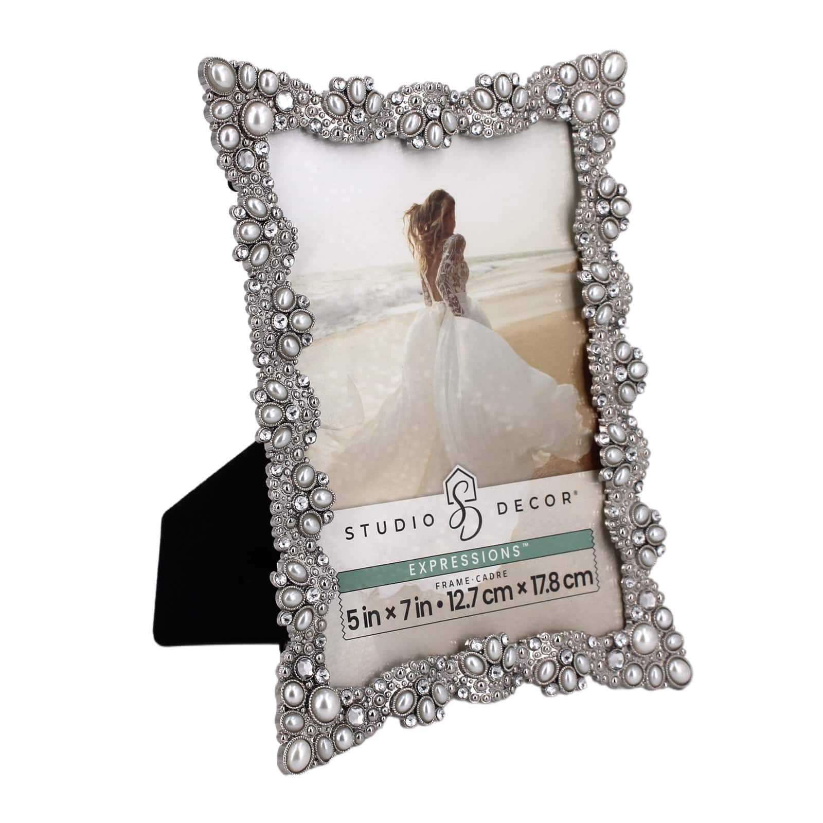 Expressions&#x2122; 5&#x22; x 7&#x22; Silver Jeweled Metal Frame by Studio D&#xE9;cor&#xAE;