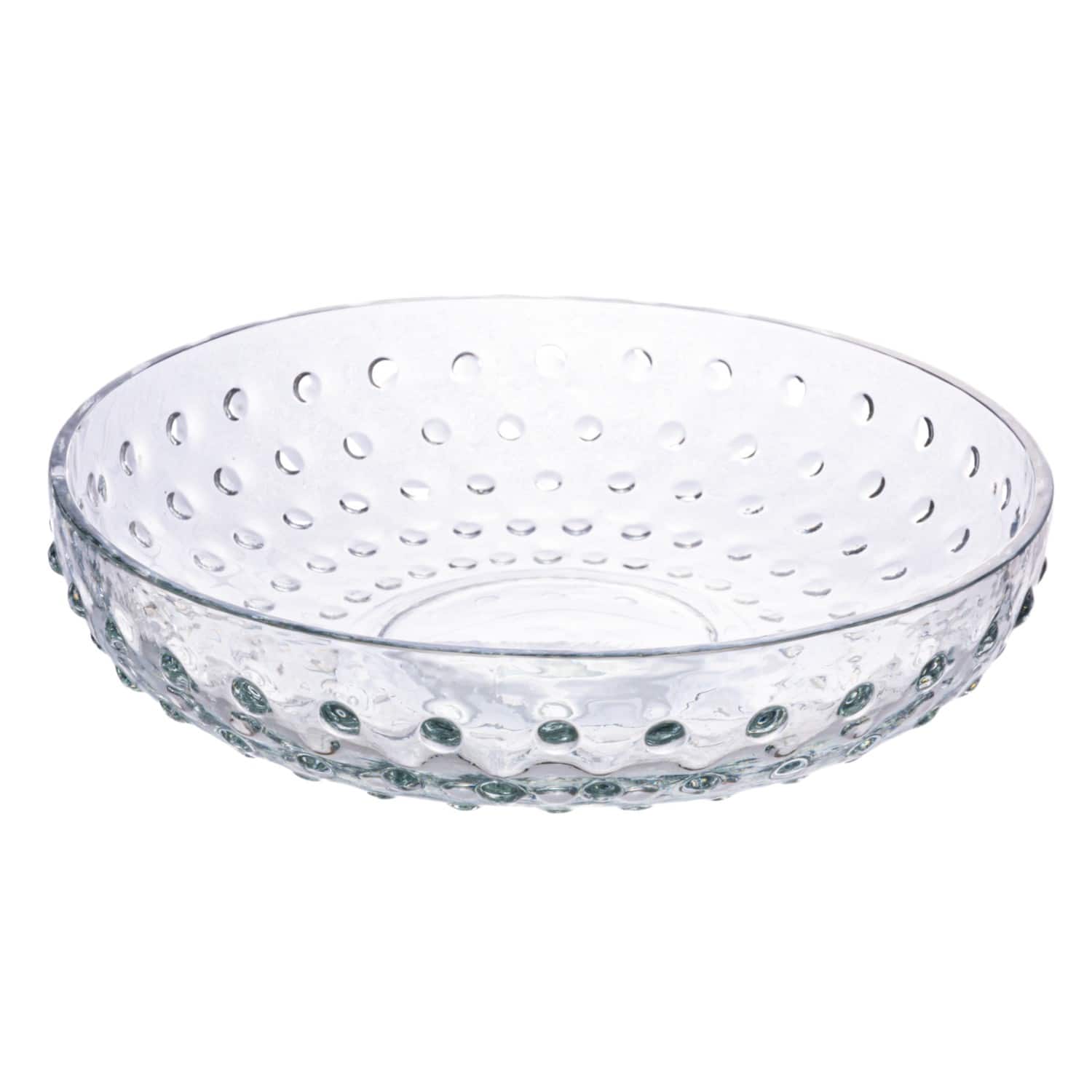 Hello Honey® 8.25" Clear Hobnail Low Round Glass Bowl