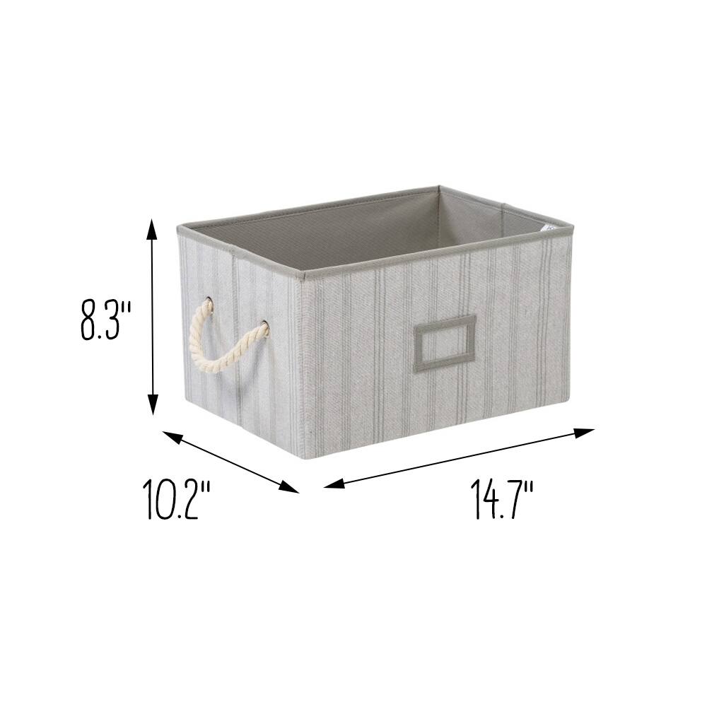 Honey Can Do Gray Stripes Large Collapsible Fabric Storage Bins with Handles, 3ct.
