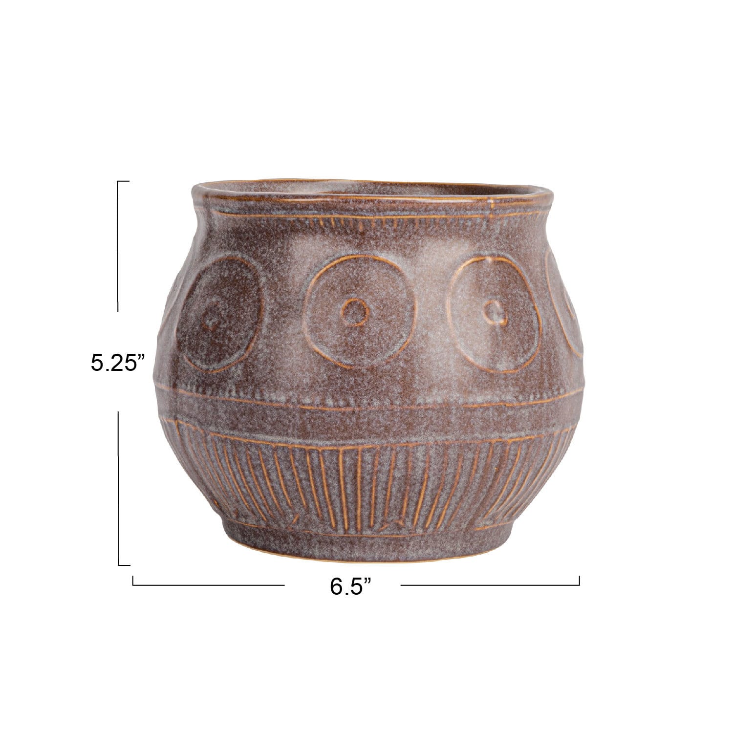 Hello Honey&#xAE; 6.5&#x22; Plum Reactive Glaze Pattern Debossed Stoneware Planter