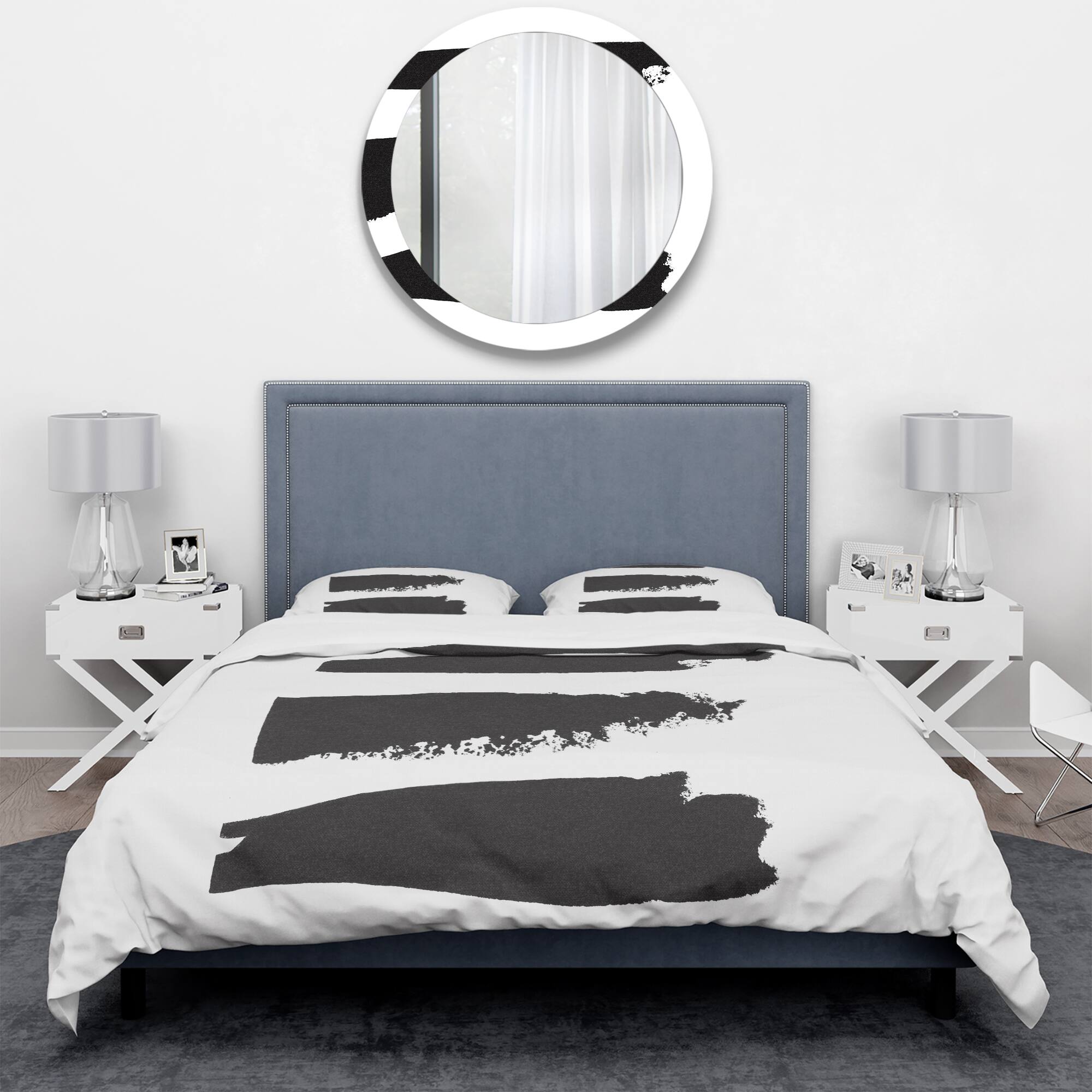 Designart &#x27;Black and White Geometric Company II&#x27; Geometric Bedding Set - Duvet Cover &#x26; Shams