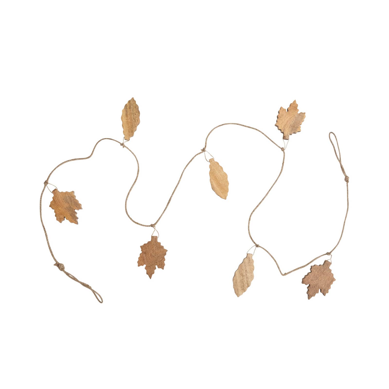 Hello Honey&#xAE; 6ft. Natural Brown Leaf Mango Wood &#x26; Jute Garland