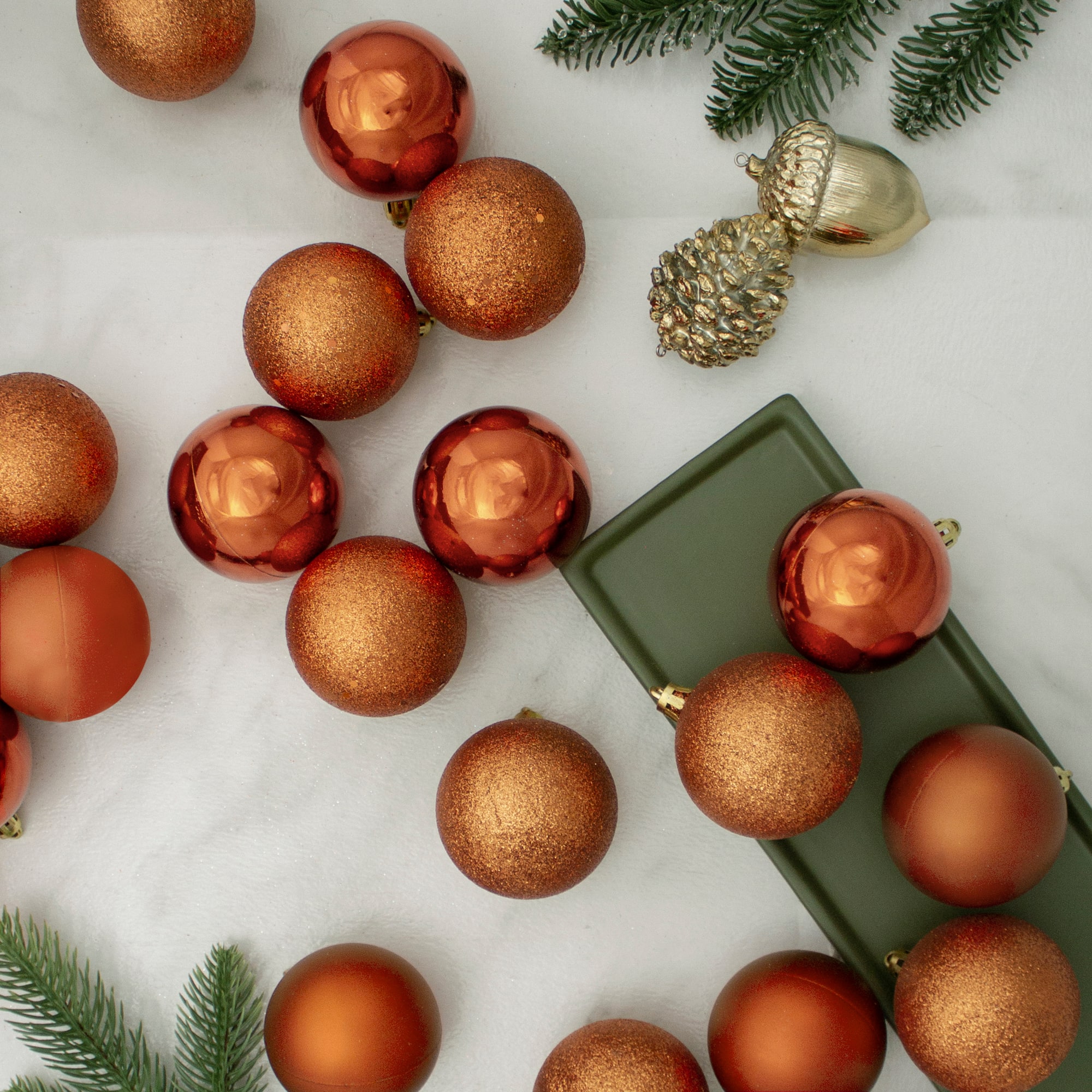 24ct. 2.5&#x22; Orange 4-Finish Shatterproof Christmas Ball Ornaments