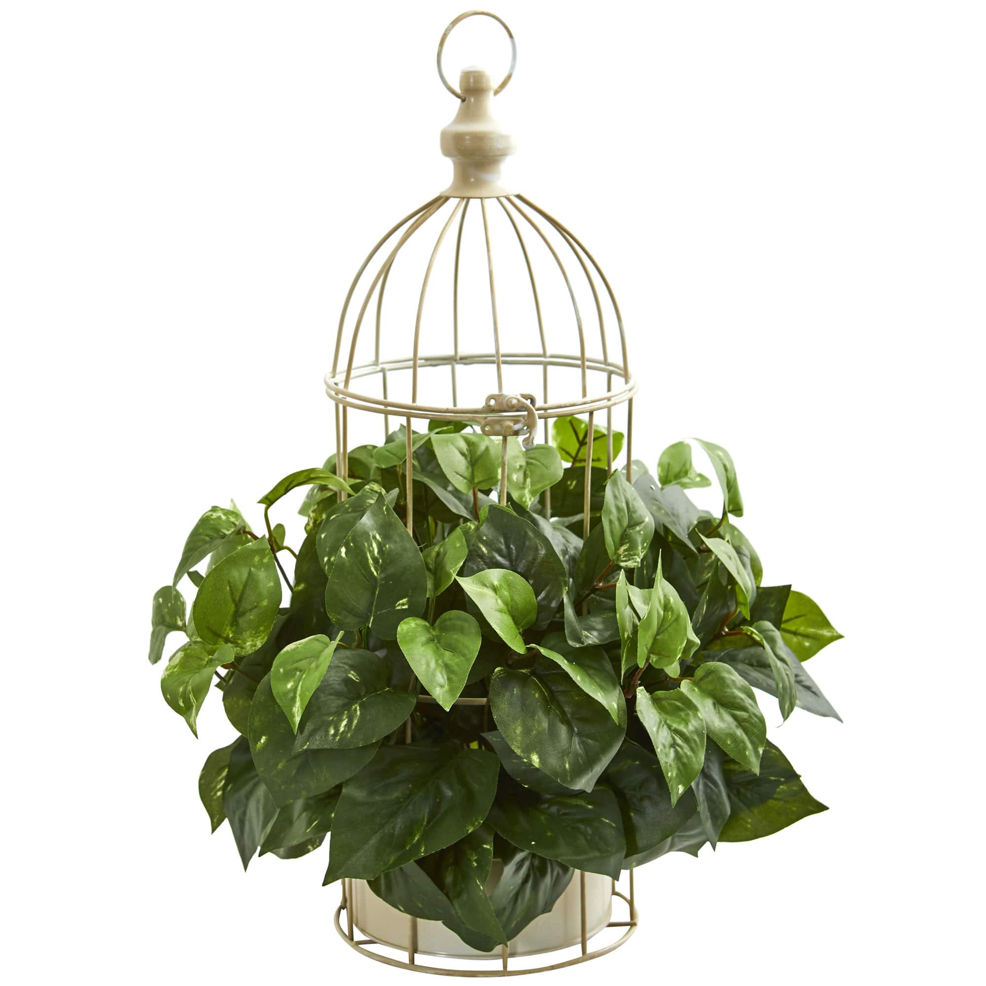 Pothos Artificial Plant in Decorative Bird Cage