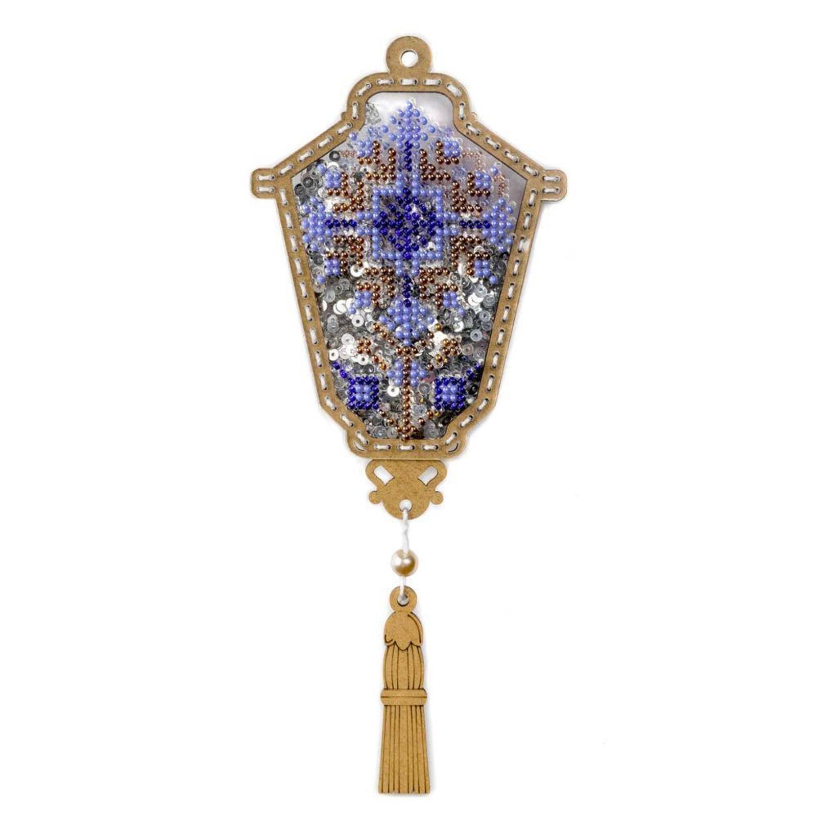 Wonderland Crafts Blue Lantern Christmas Ornament Bead Embroidery Kit