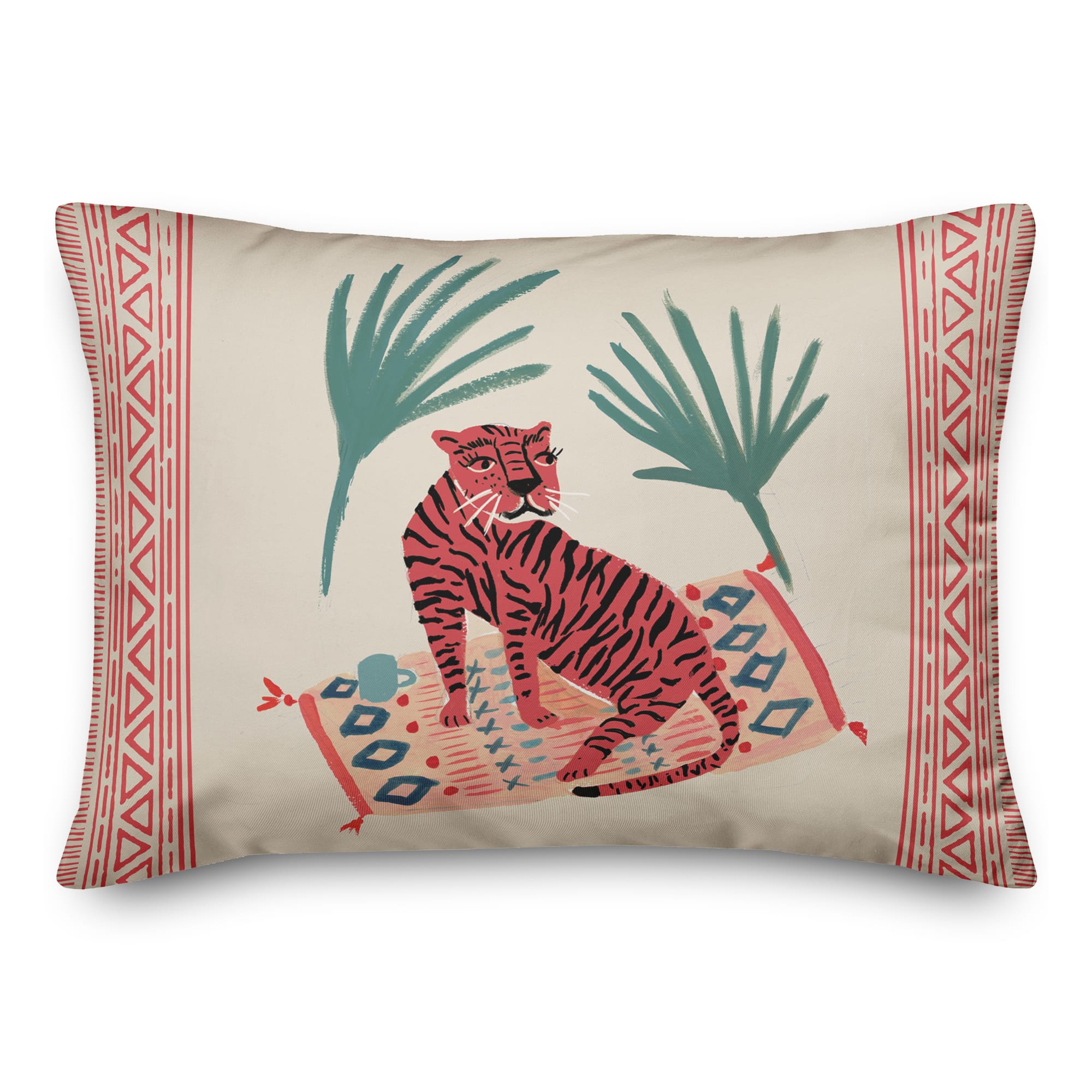 Palm Tree &#x26; Tiger Throw Pillow