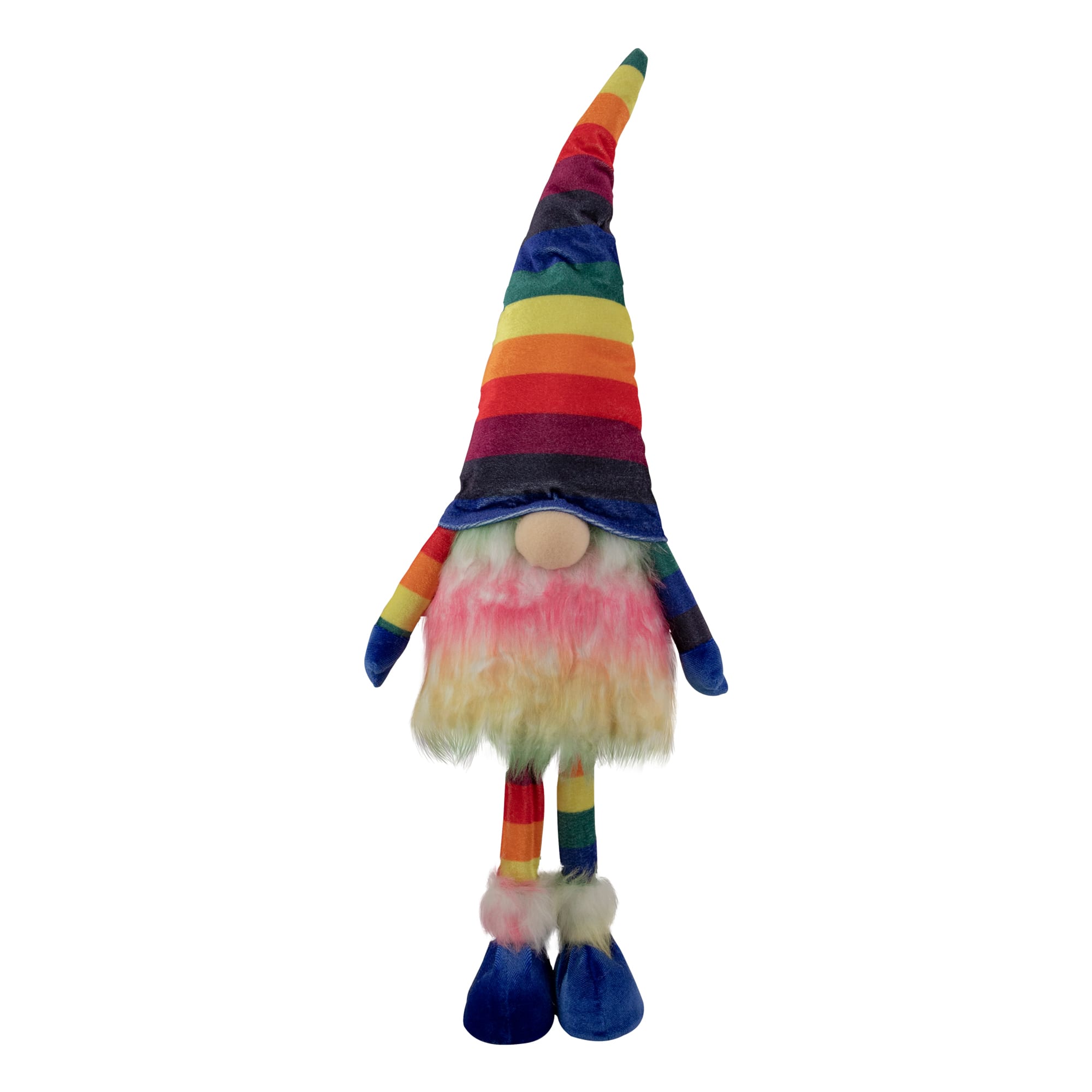 20.5&#x22; Bright Rainbow Striped Springtime Gnome