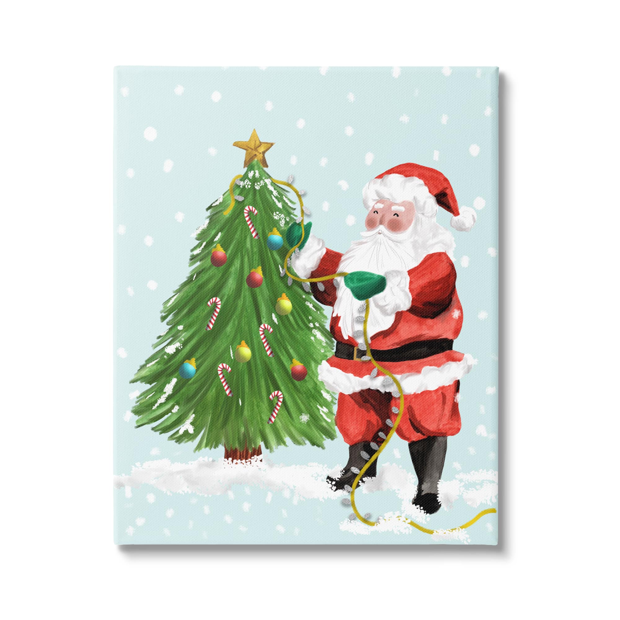 Stupell Industries Snowy Santa Claus Tree Scenery Canvas Wall Art