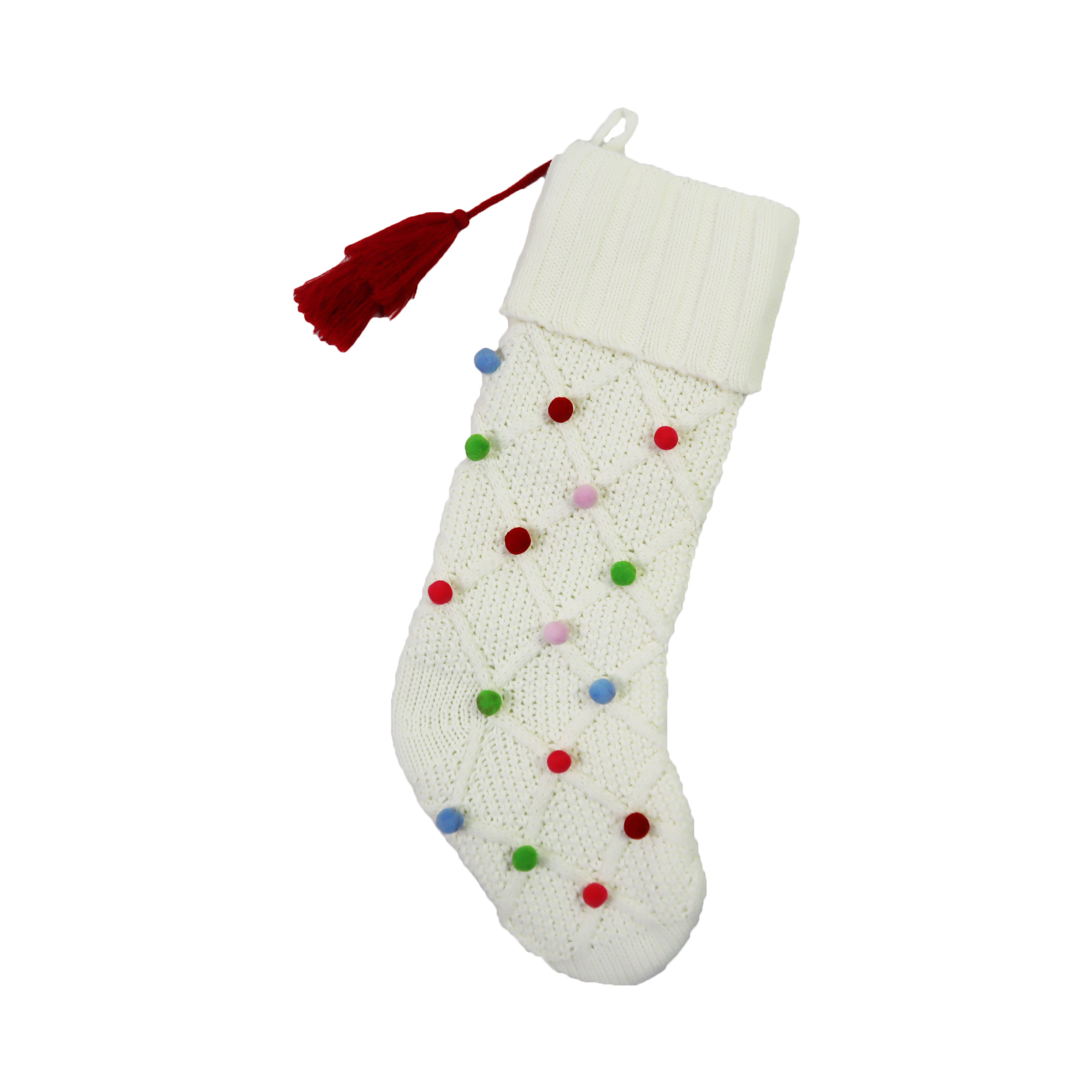 Assorted 21&#x22; Knit Pom Pom Dots Stocking, 1pc. by Ashland&#xAE;