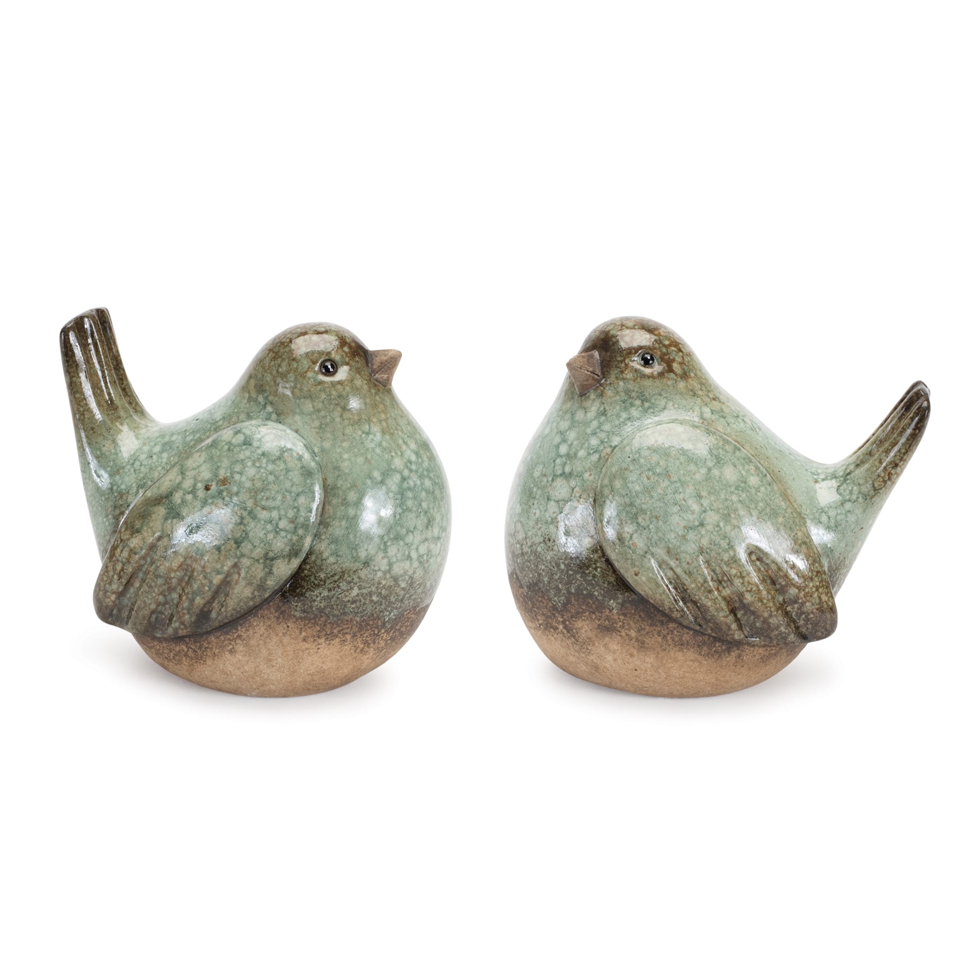 Ceramic Bird Figurines with Unglazed Accents Set