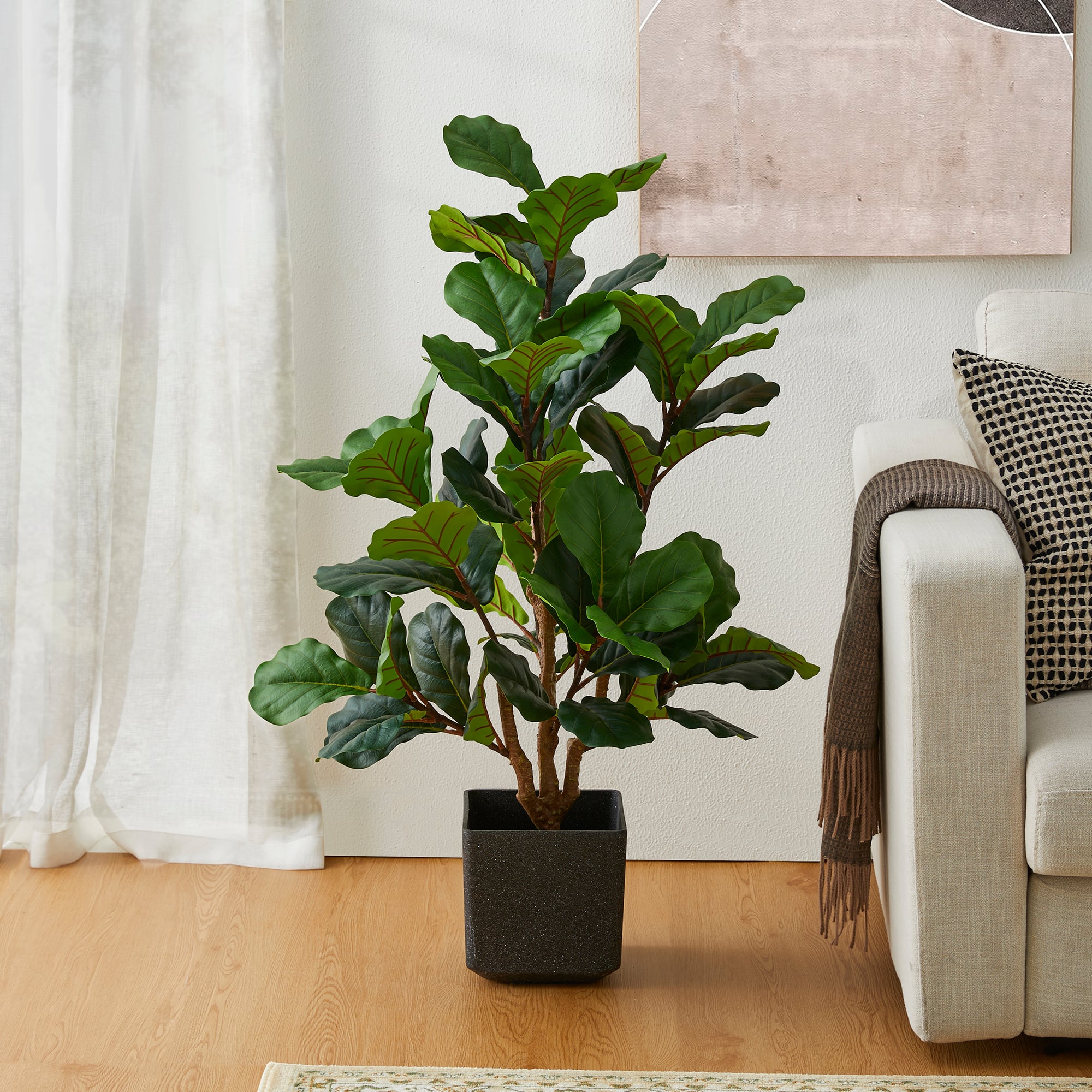 Glitzhome® 3.5ft. Faux Fiddle Leaf Fig Tree in Pot