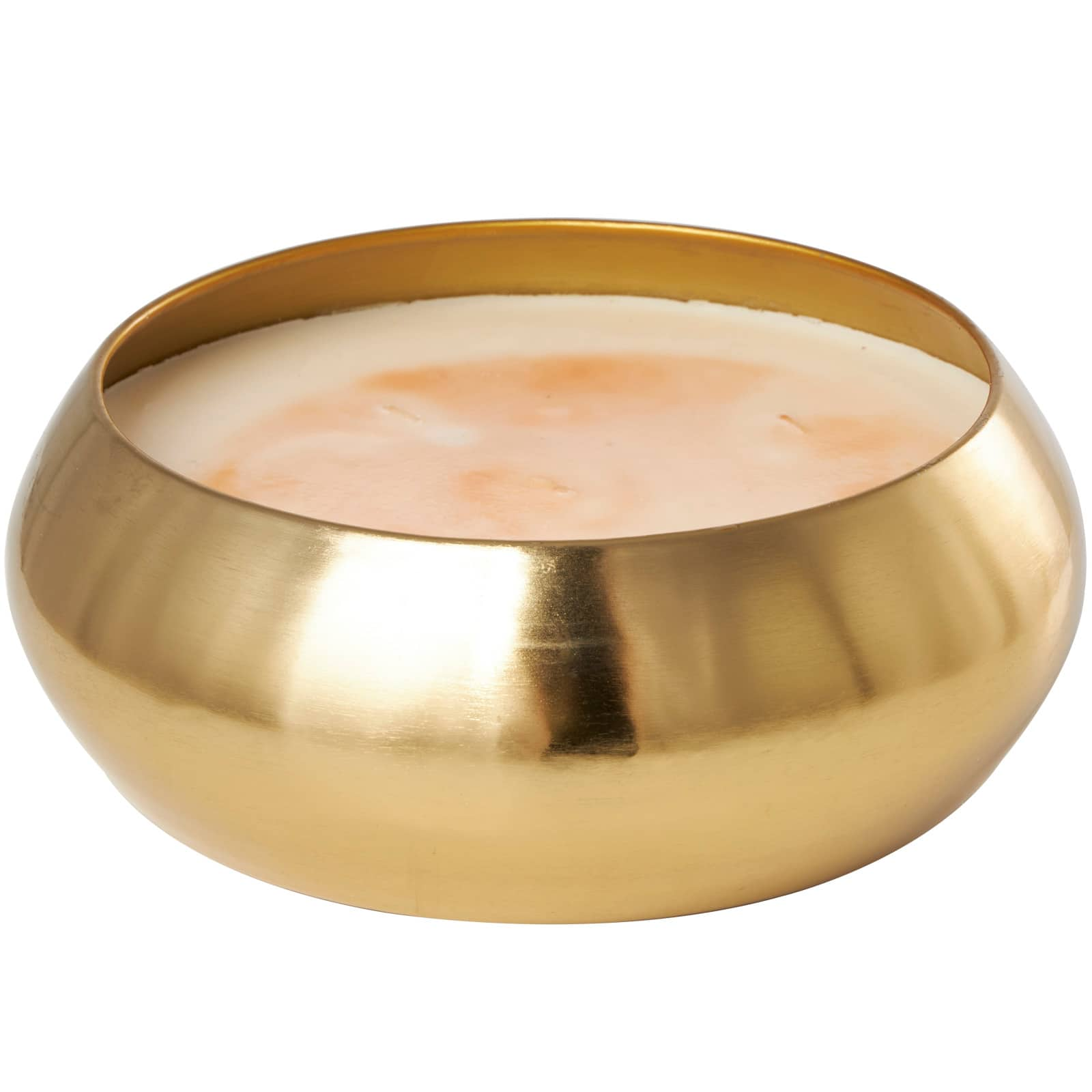 125oz. Jasmine Scented White 5 Wick Candle in Gold Bowl