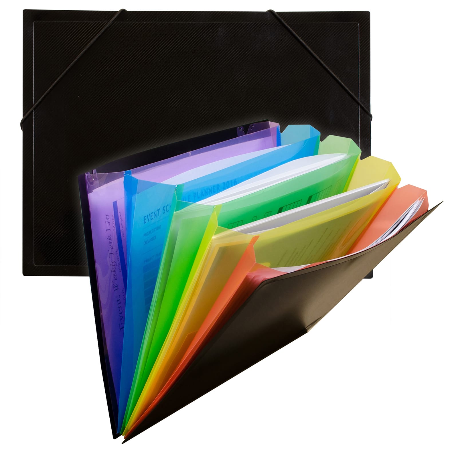 C-Line&#xAE; Black With Rainbow Interior Letter Size Document Sorter, 3ct.