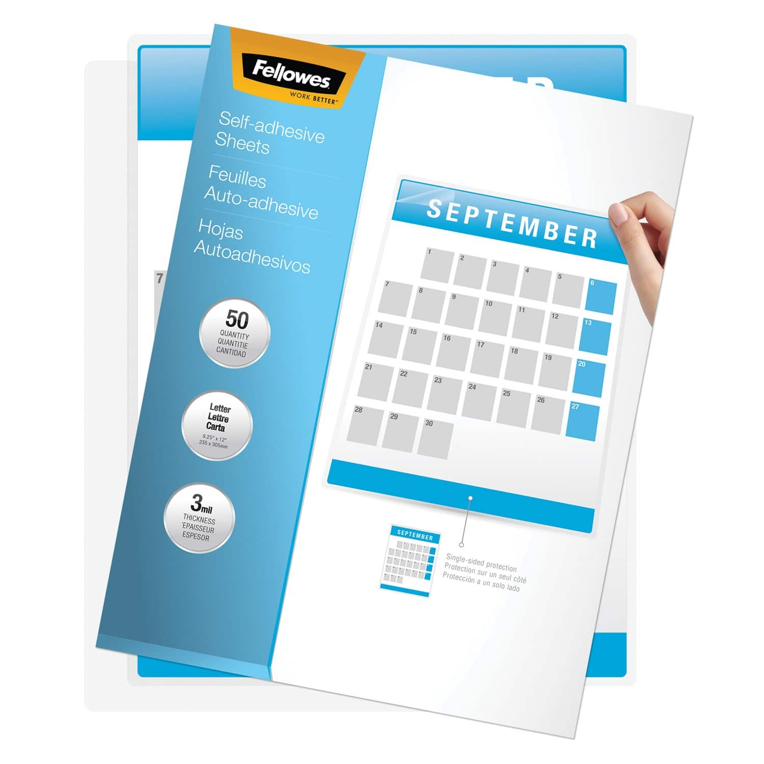 Fellowes 9&#x22; x 12&#x22; Self-Adhesive Laminating Sheets, 50ct.