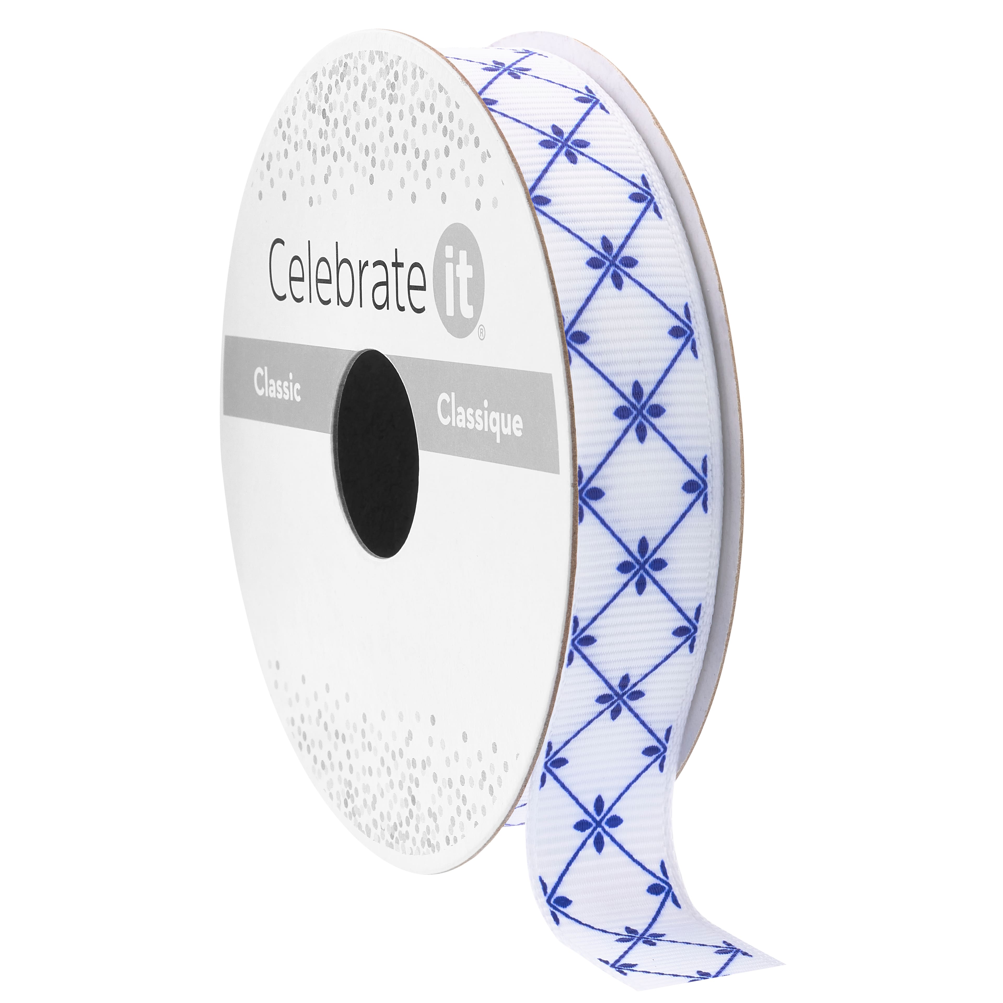 5/8&#x22; x 7yd. Blue Chinoiserie Grosgrain Ribbon by Celebrate It&#xAE; Classic