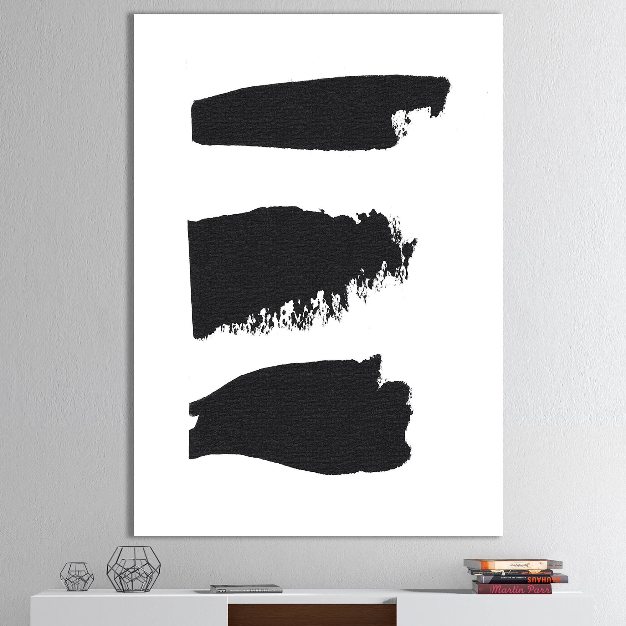 Designart - Black and White Geometric Company II - Mid-Century Modern Gallery-wrapped Canvas